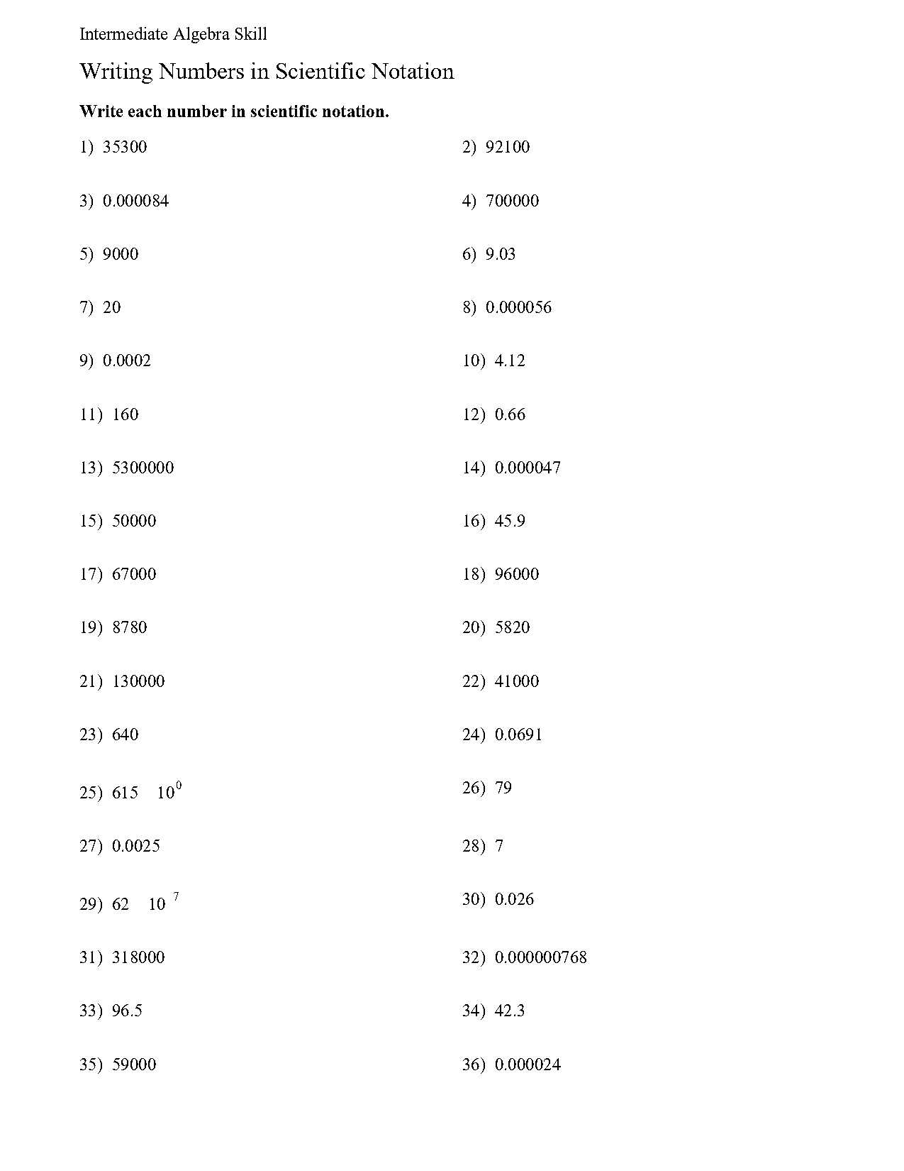 numbers in scientific notation worksheet