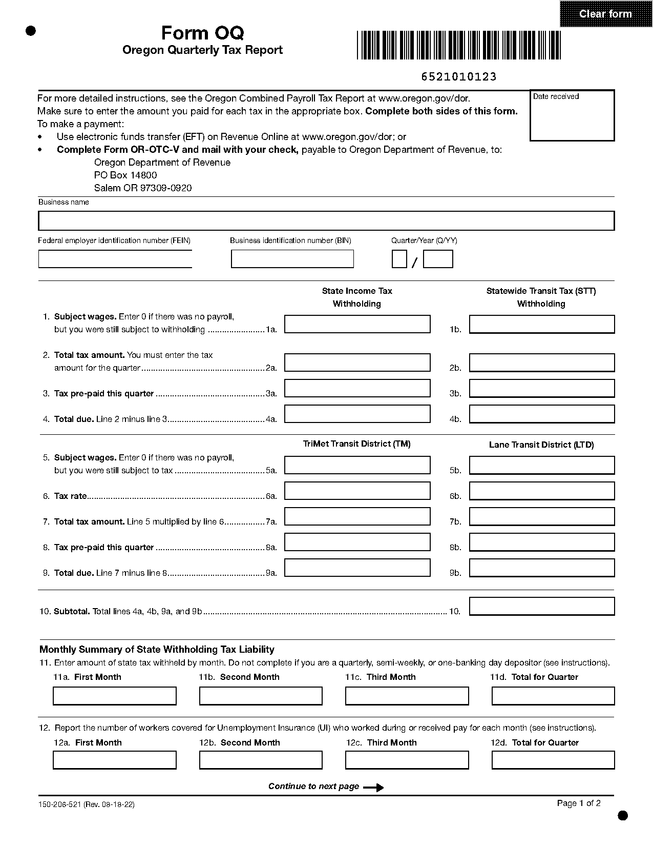 help filling in oregon form oq