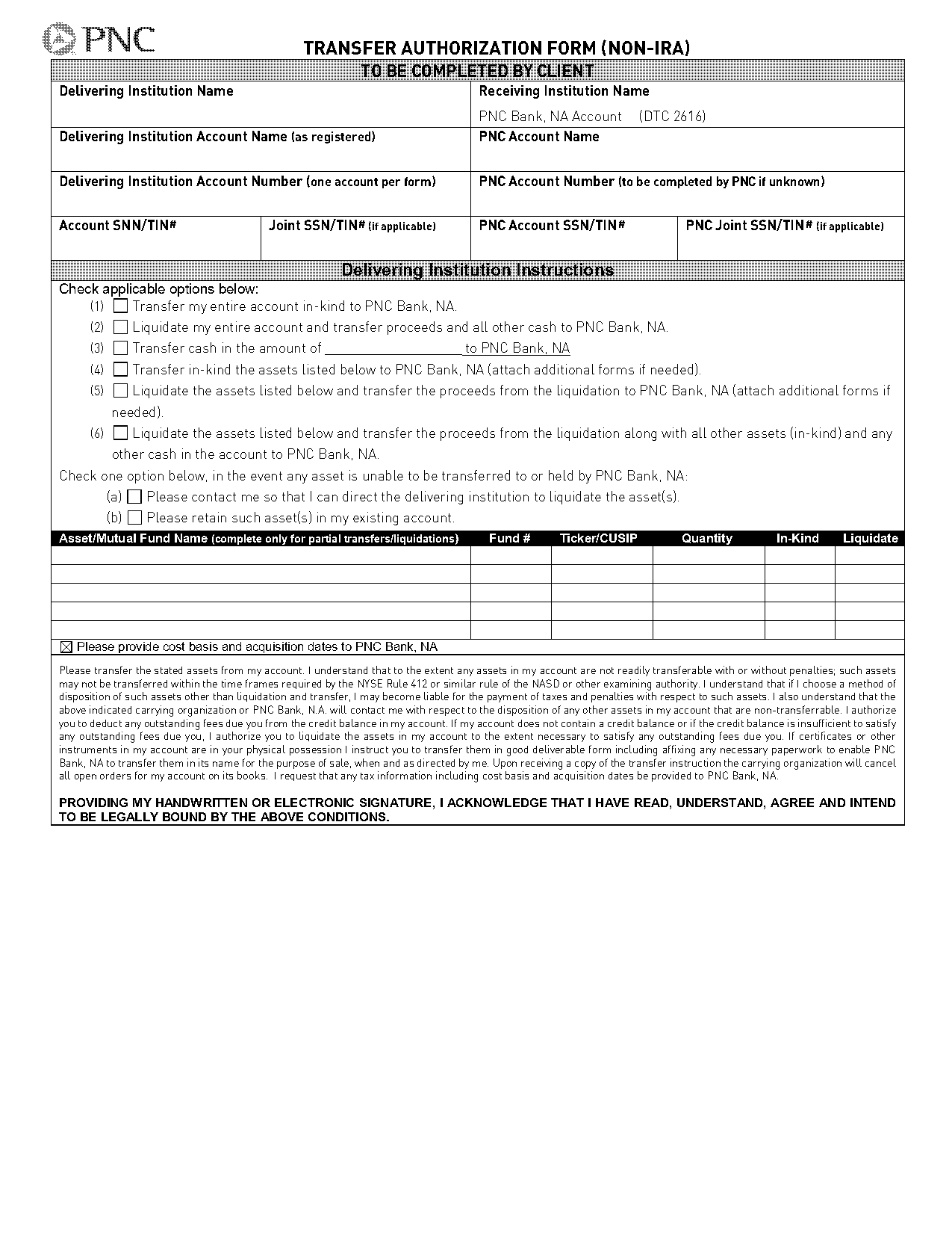 pnc customer authorization form