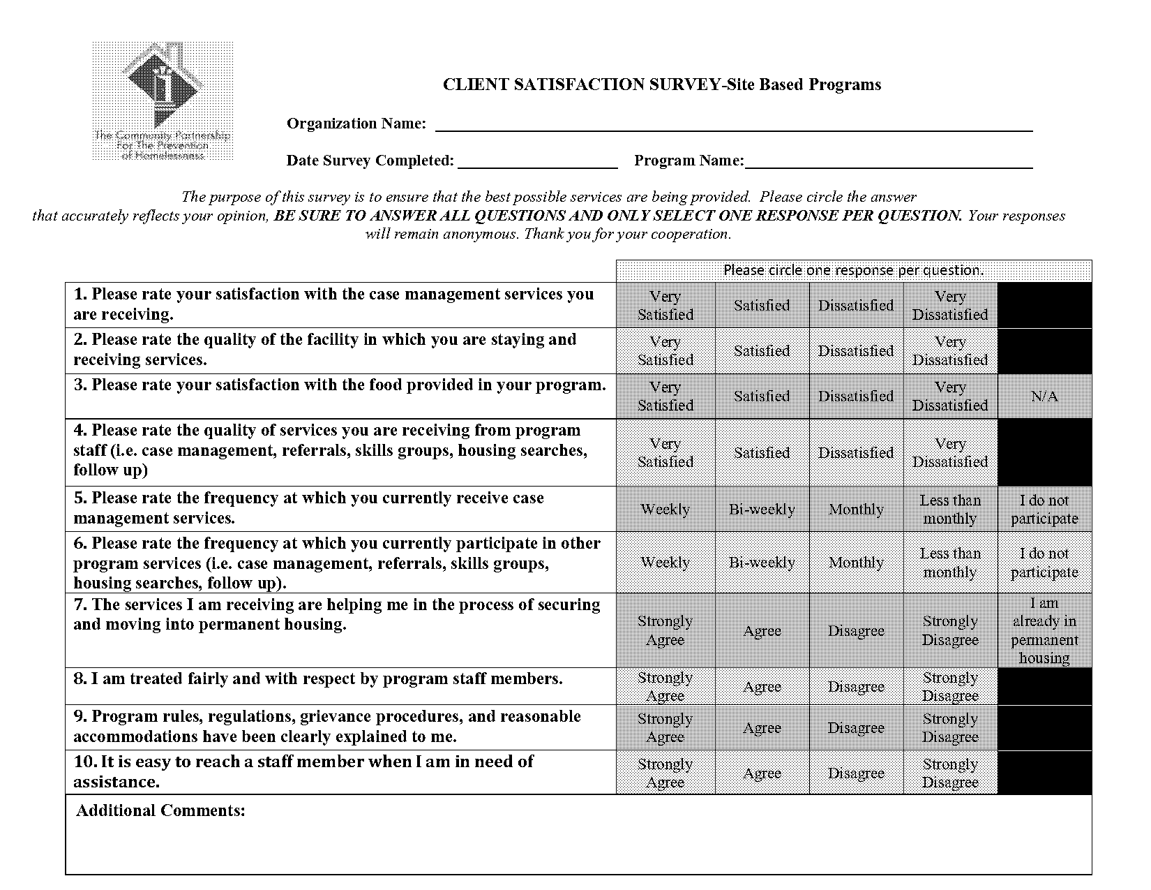 case management client satisfaction survey