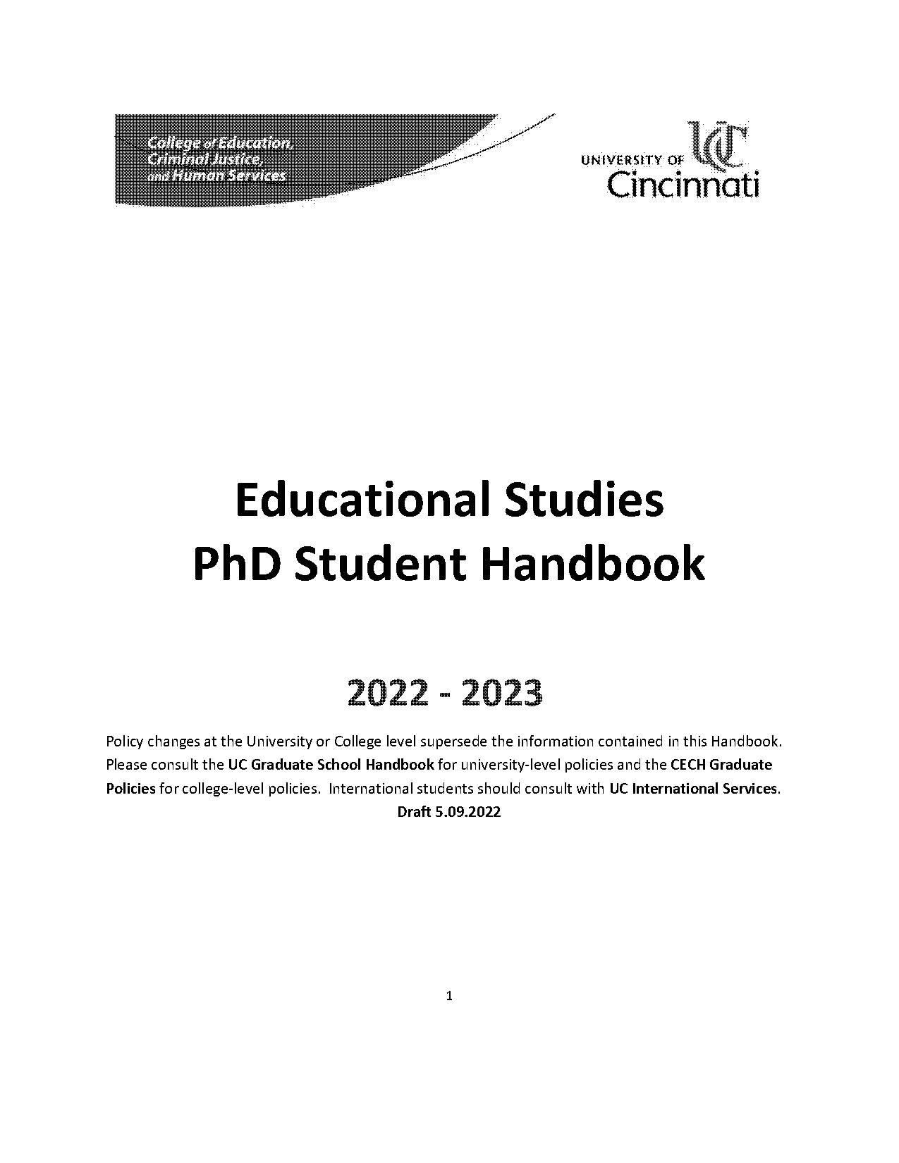 university of cincinnati political science graduate student handbook