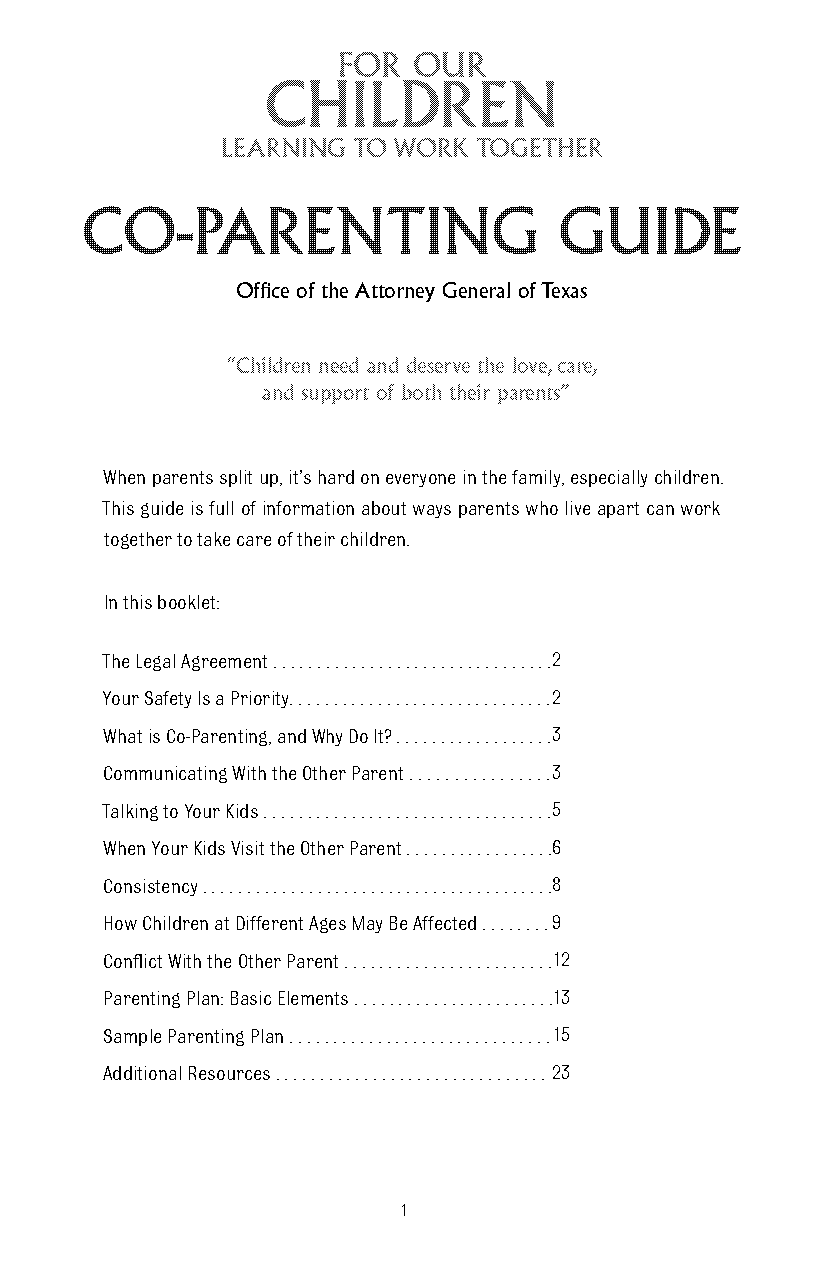 high school parenting agreement template