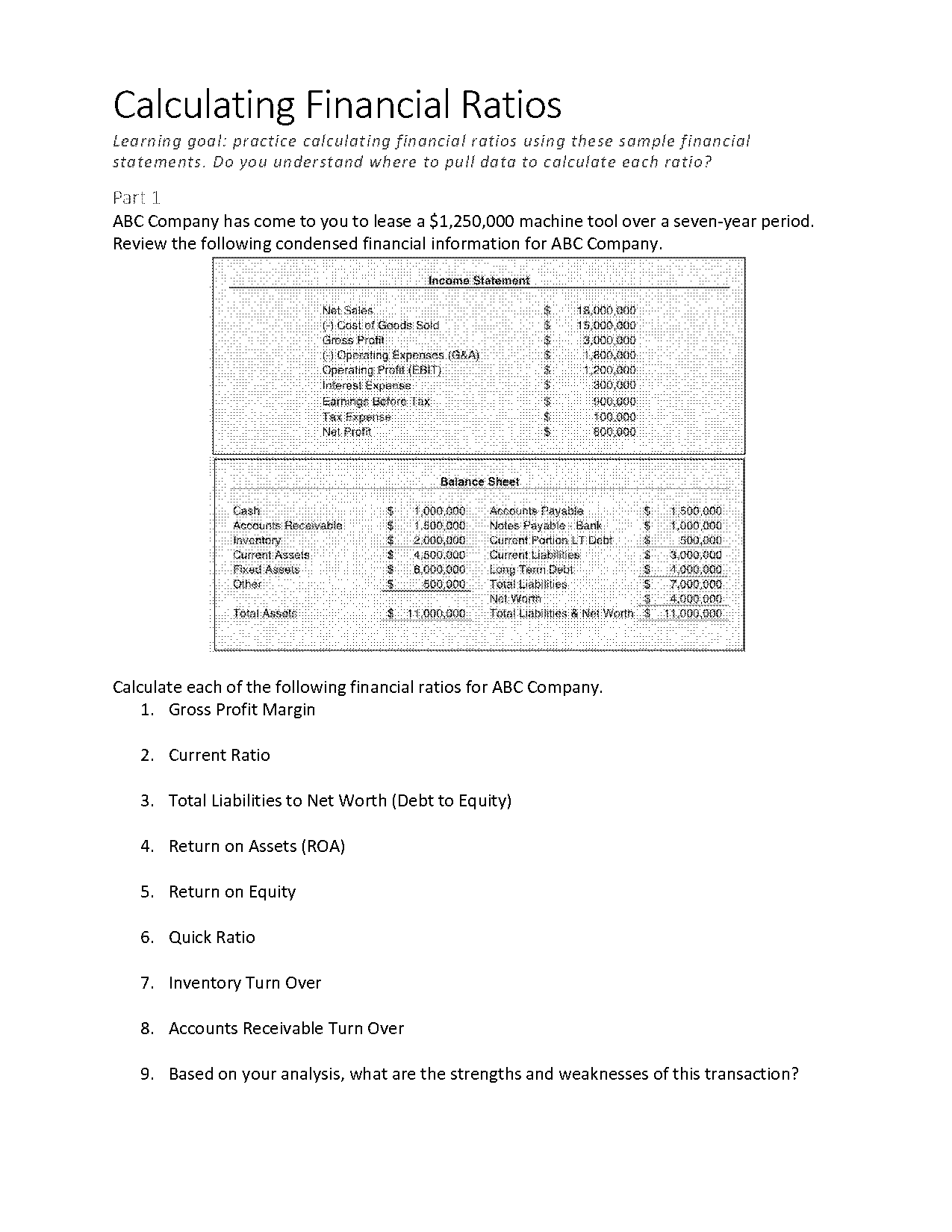 financial statement analysis problems and solutions pdf