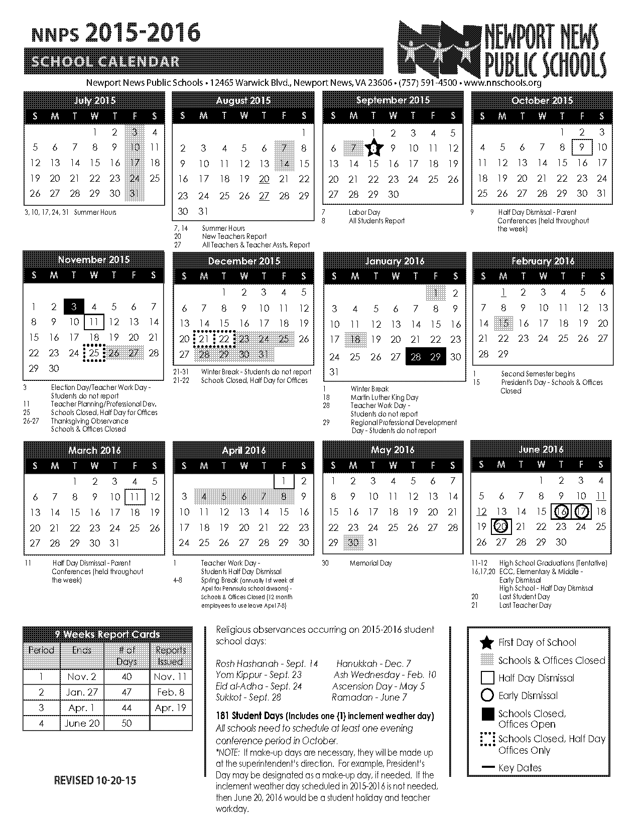 newport news public schools schedule