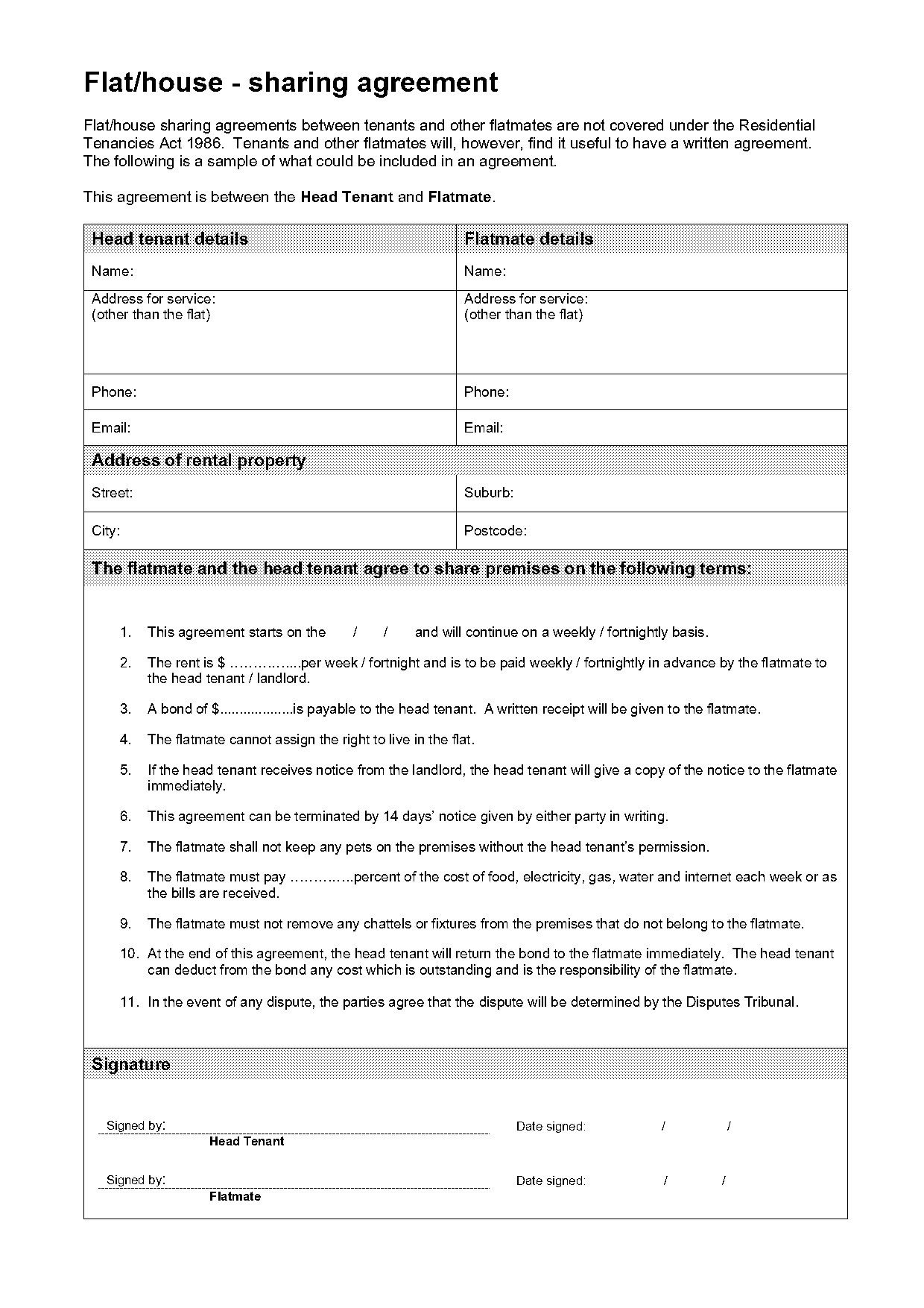 rental agreement template border