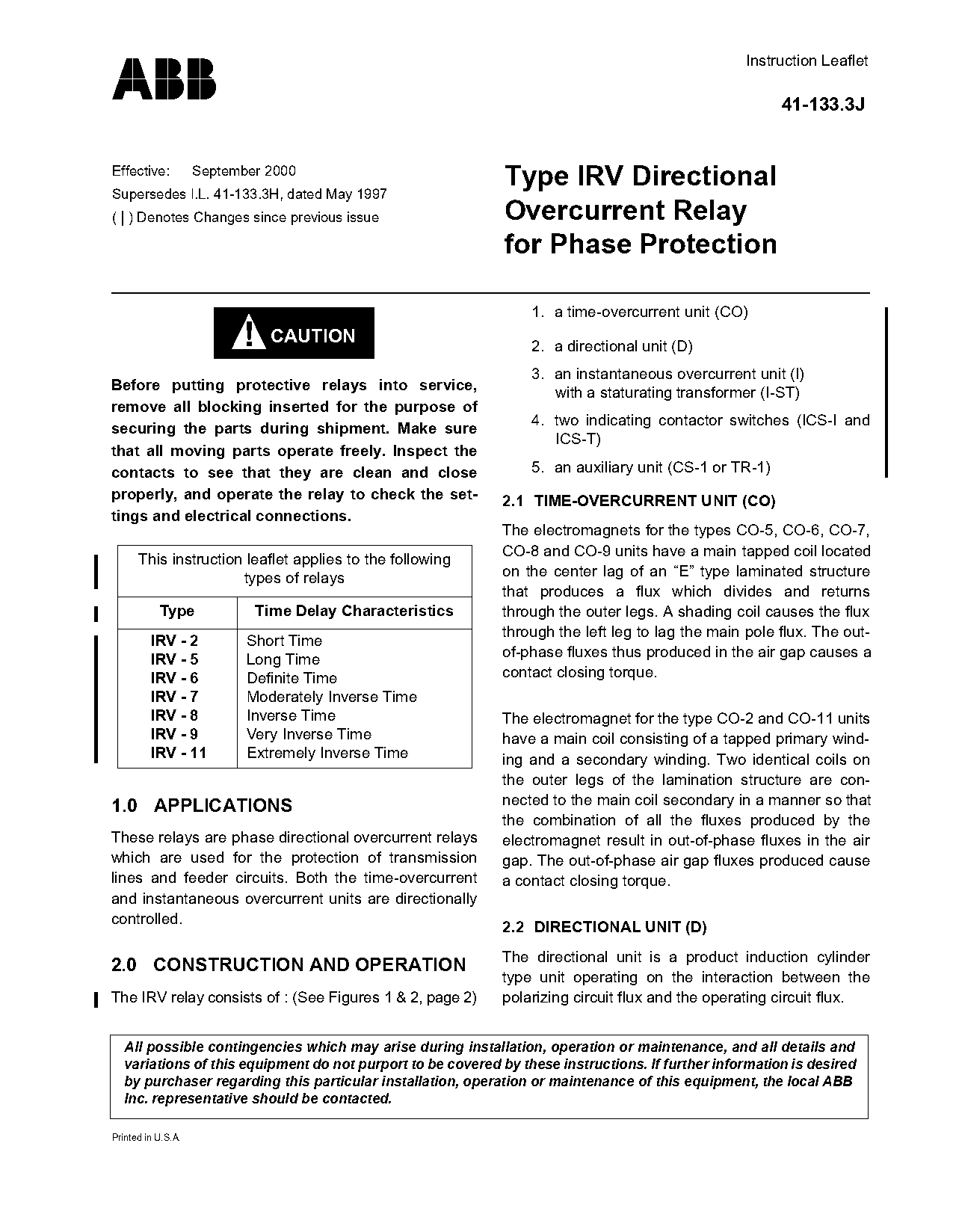 directional time overcurrent relay