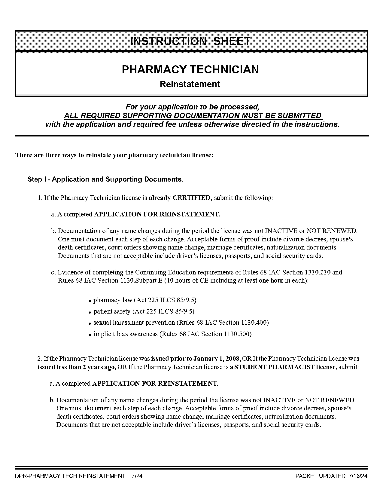 state of illinois pharmacy tech license application