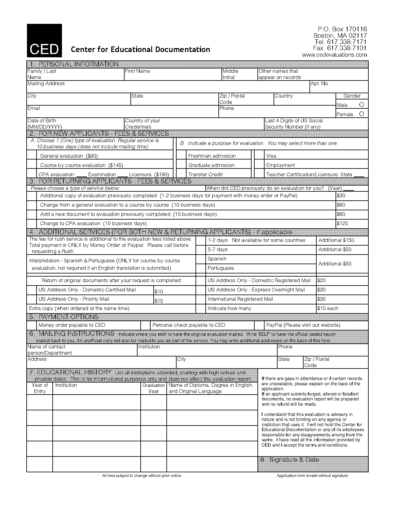 ced forms and documents