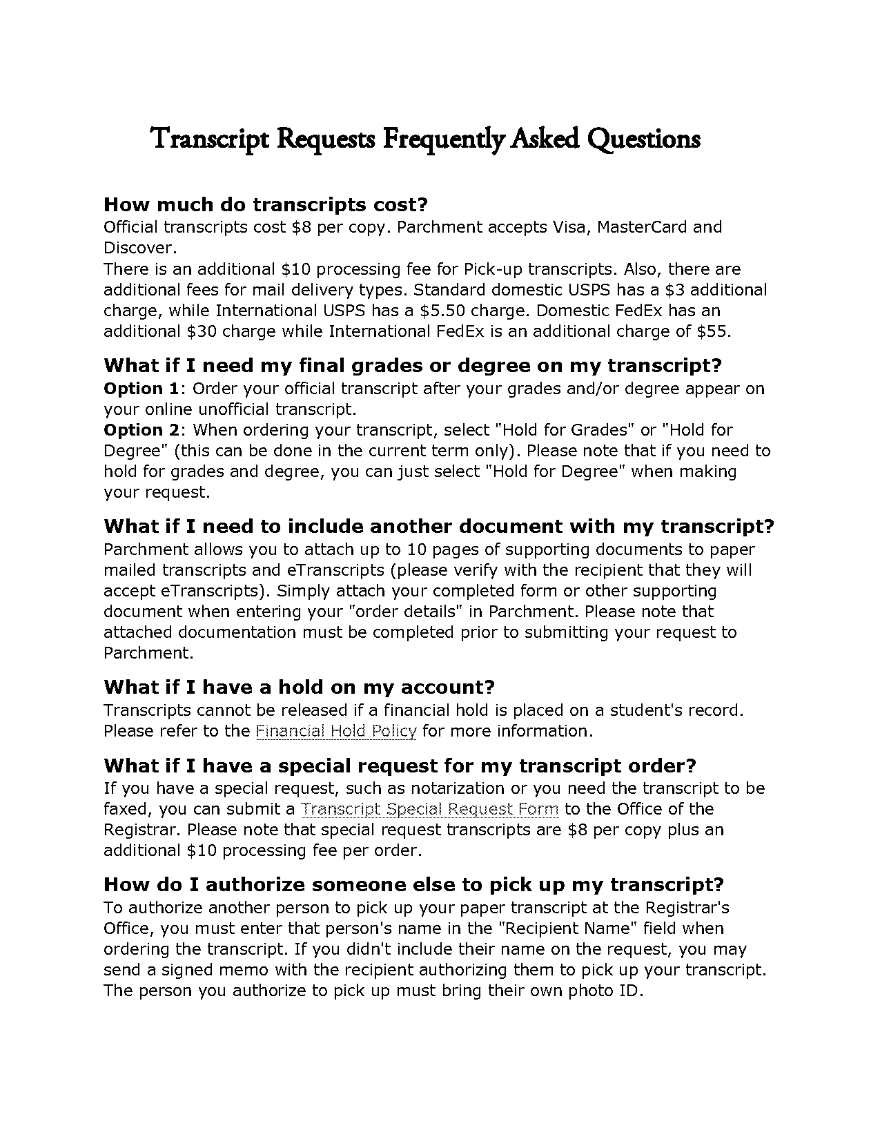 pcc official transcript request form