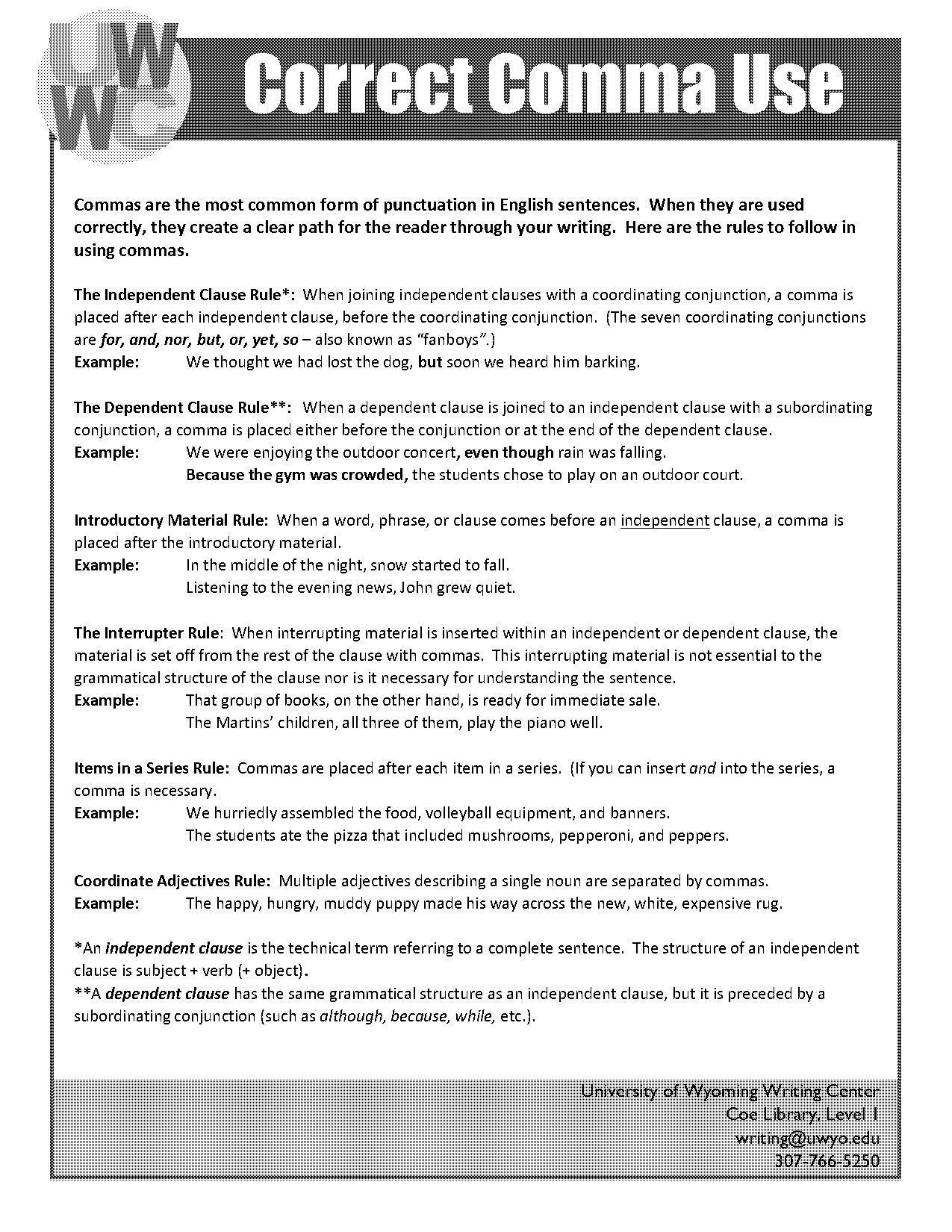 commas separating independent and dependent clauses