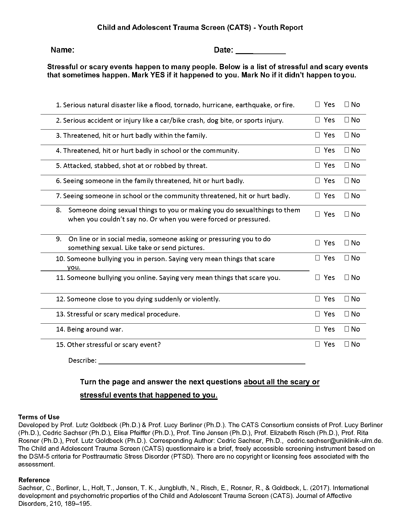 child trauma screen questionnaire