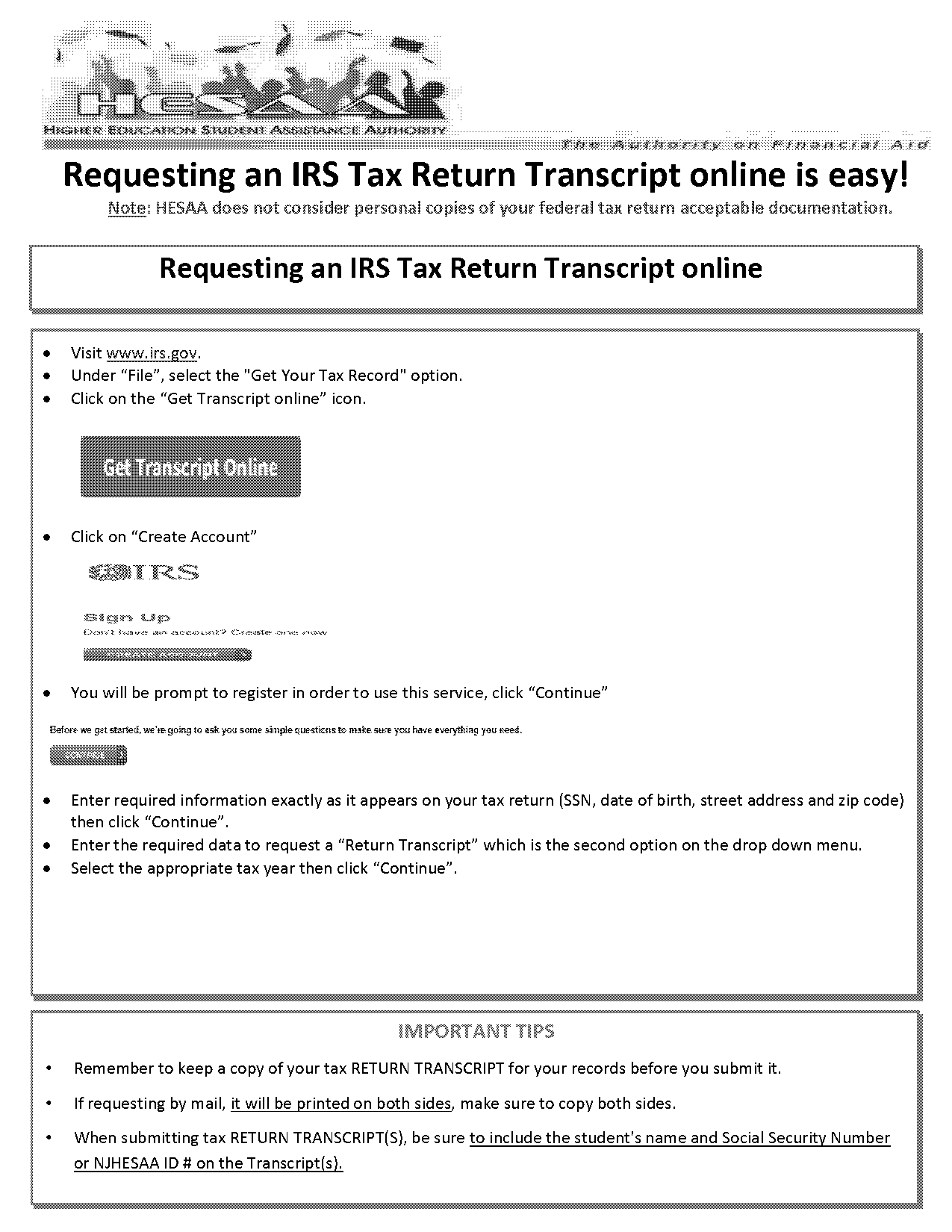 irs tax form transcript request