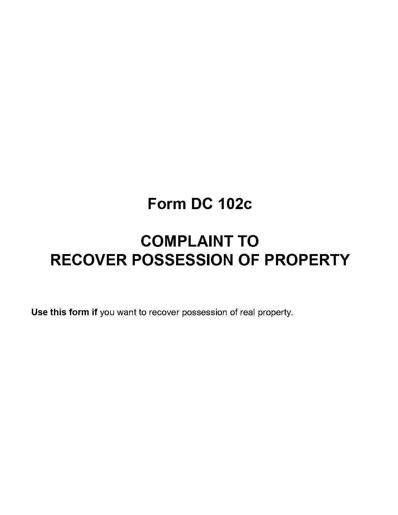 complaint for recovery of personal property