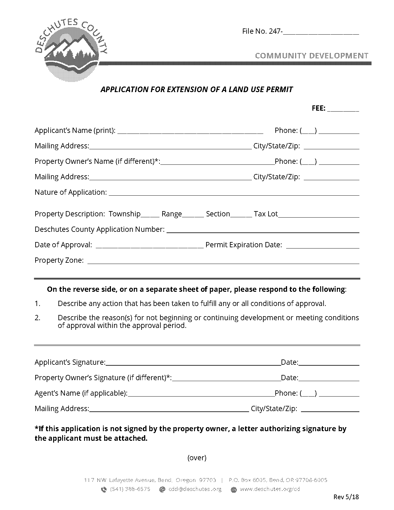 deschutes county land use application