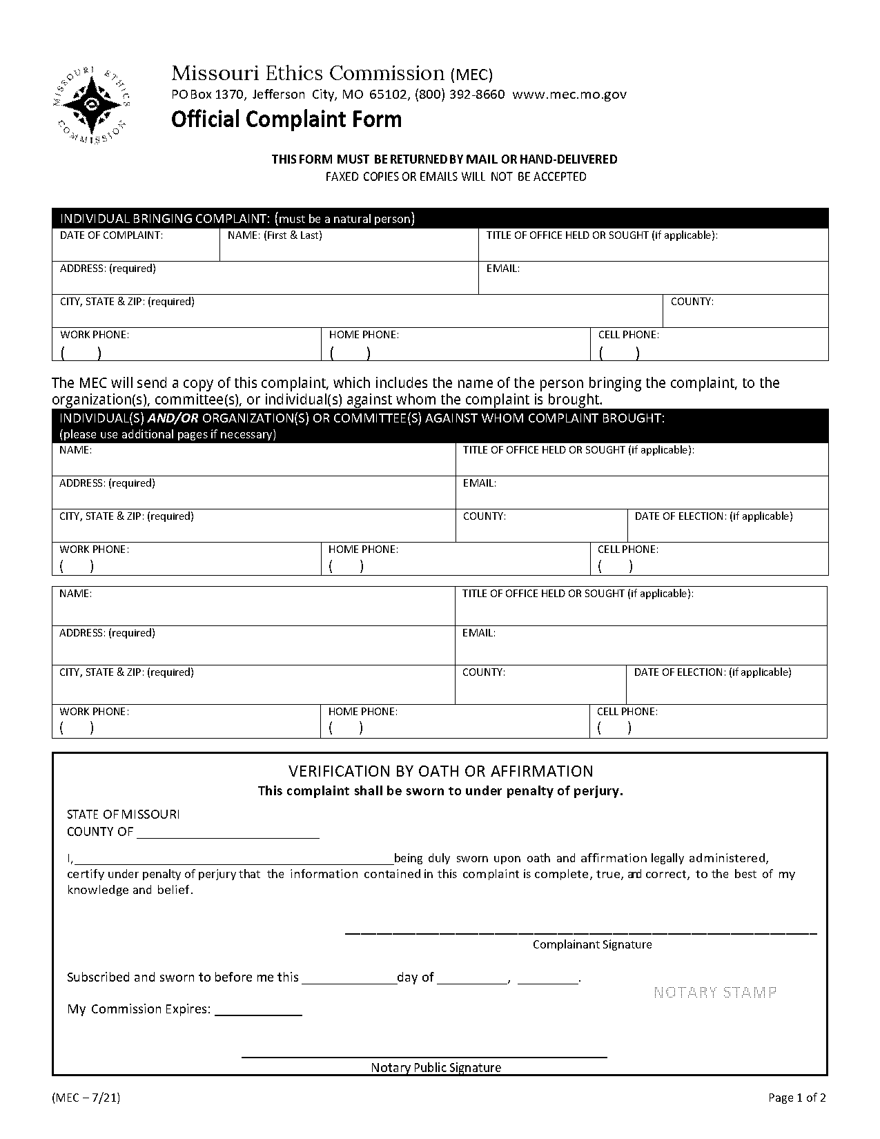 state of mo call complaints