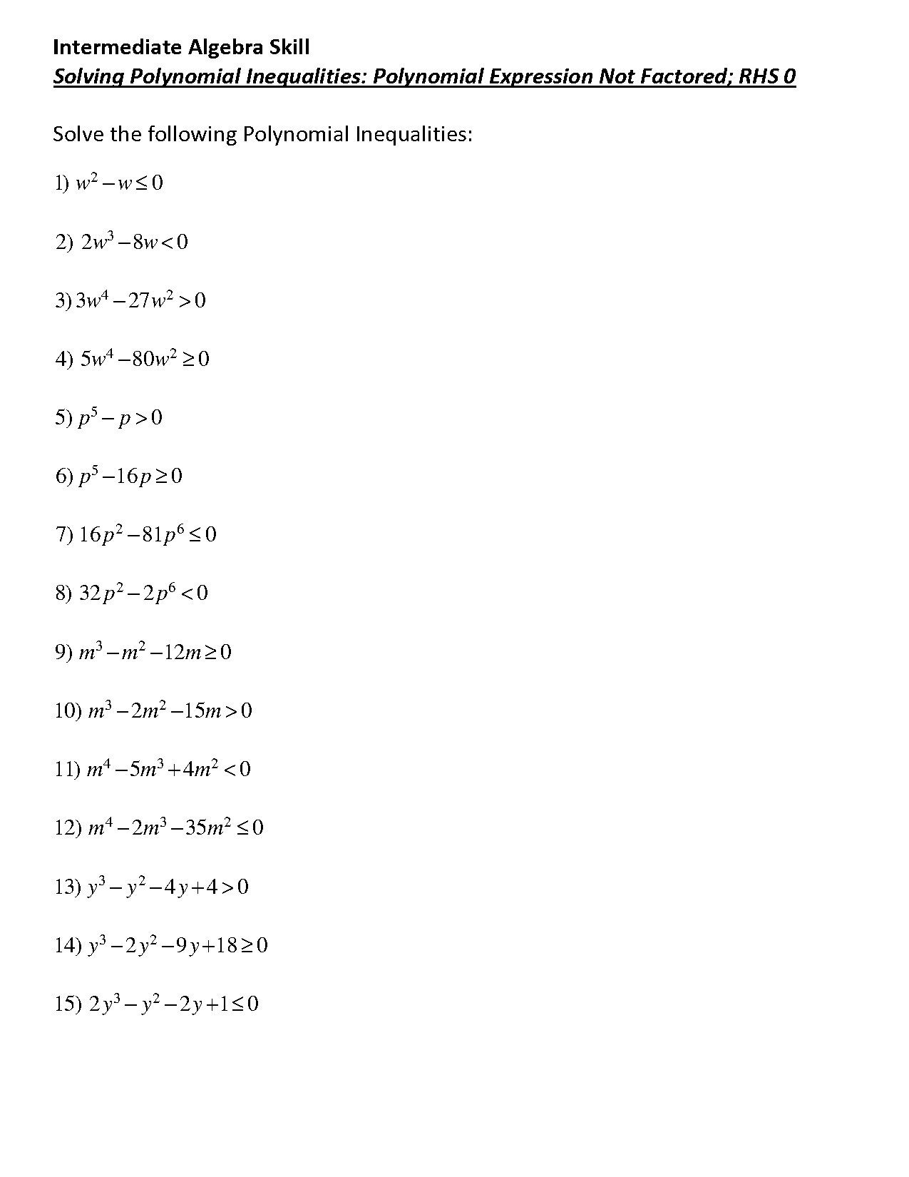 algebra simplifying inequalities worksheet