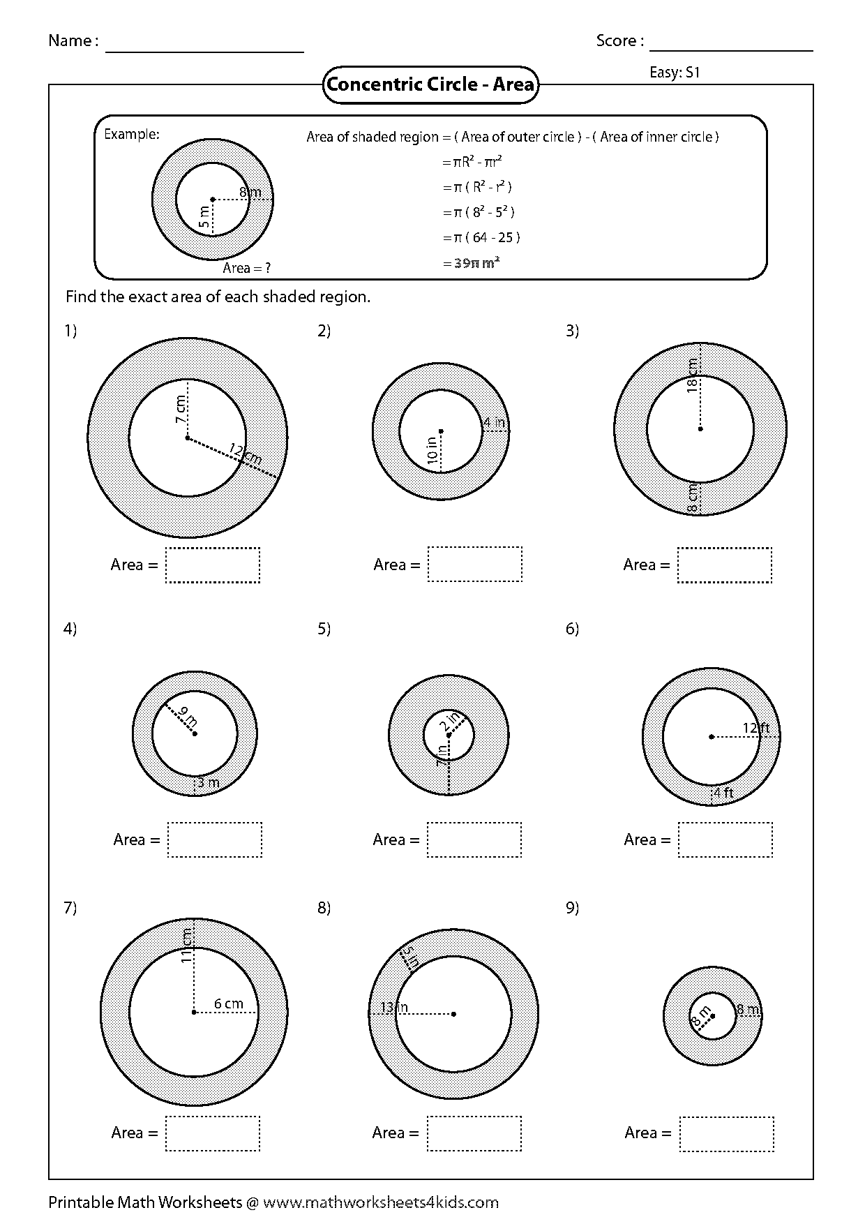 circle worksheet answer key