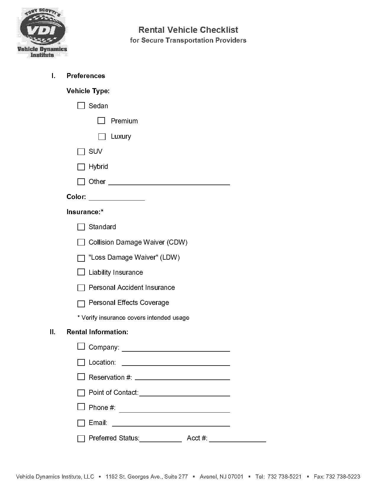 car rental inspection form pdf