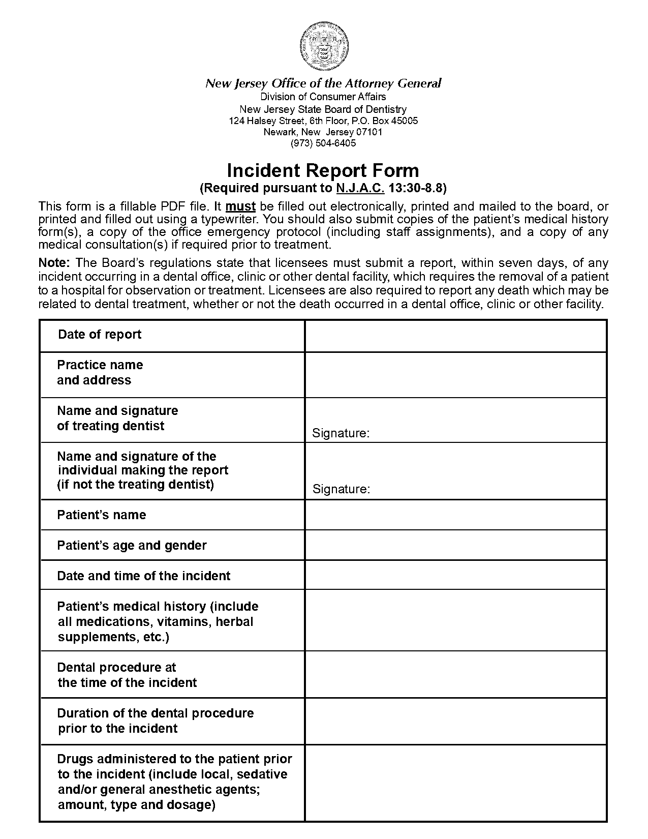 general incident report form