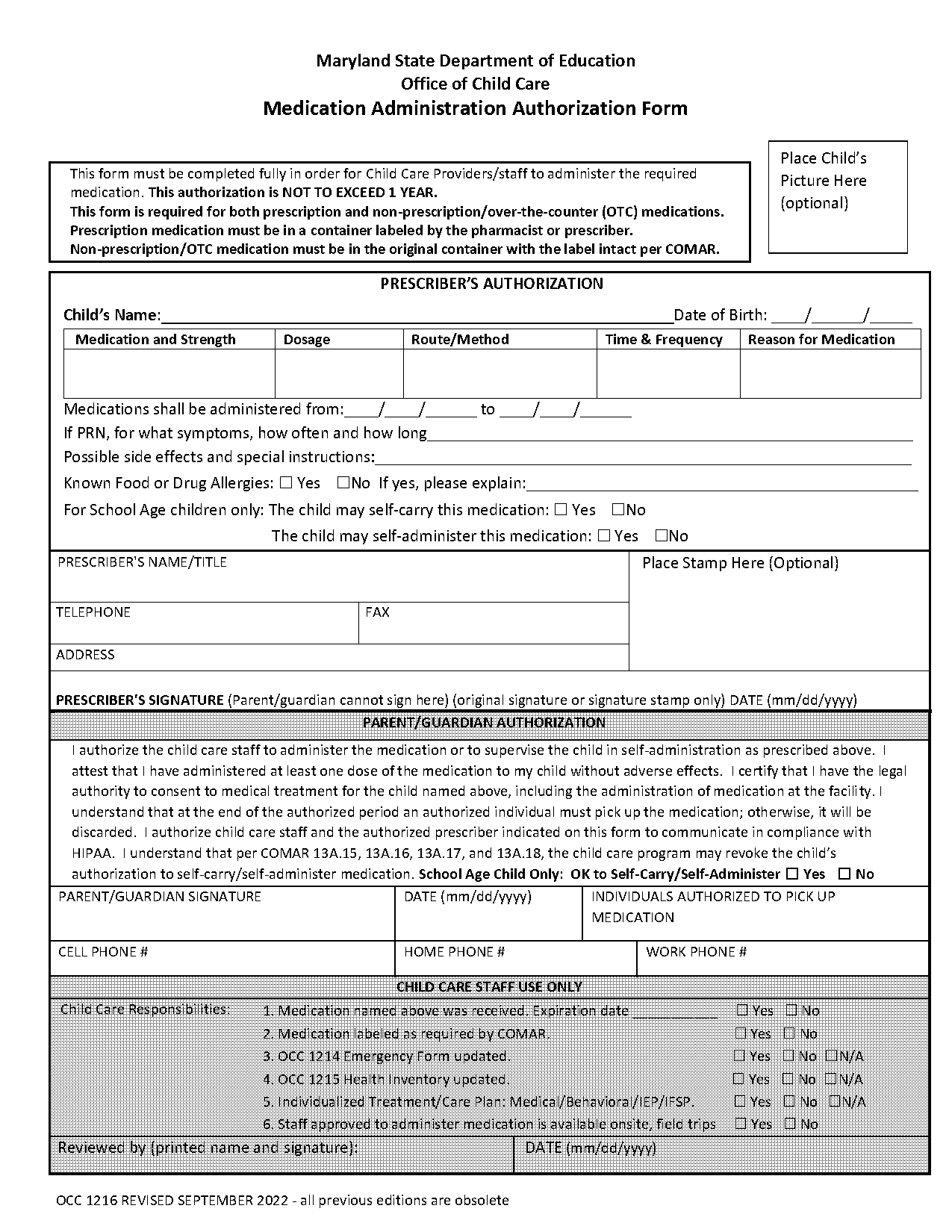 child care authorization letter template