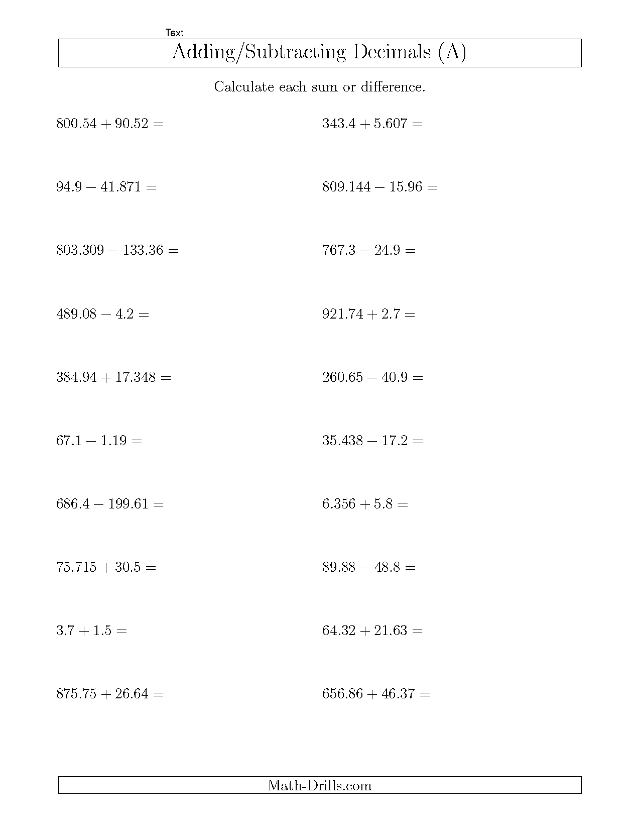 adding and subtracting fractions worksheet pdf