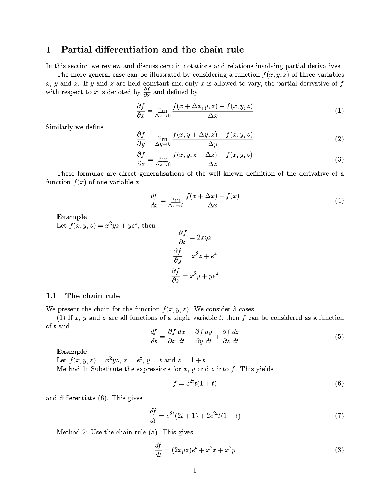 definition of first order partial derivative