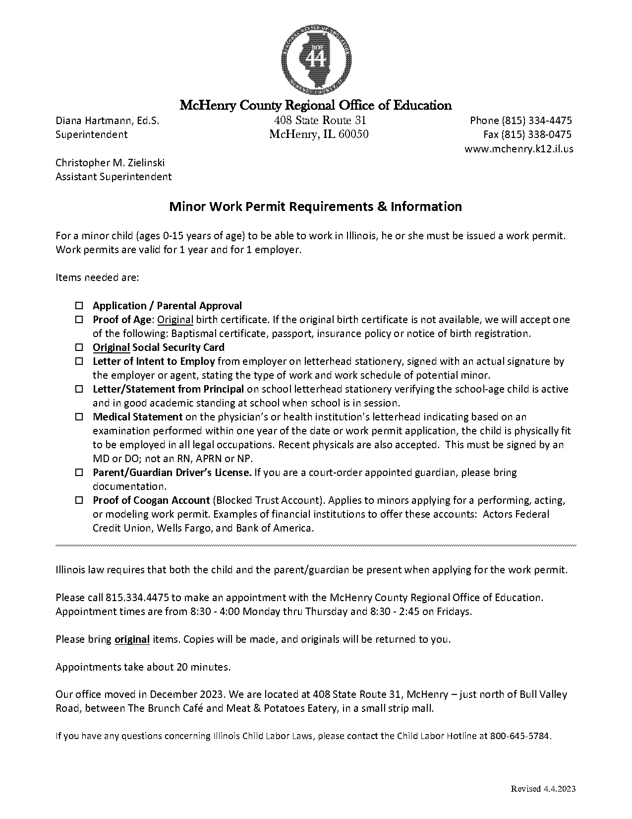 illinois work permit for minors application