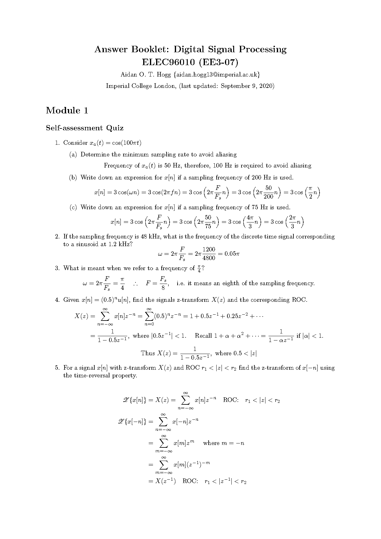 signal sampling questions and answers