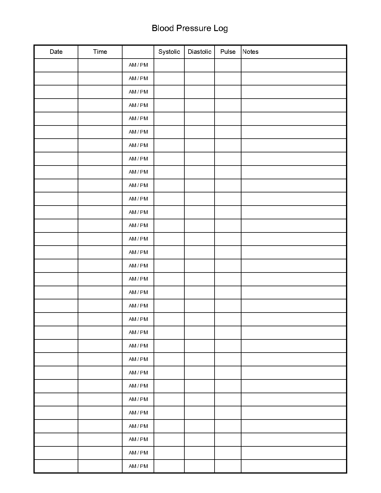 printable blood pressure template