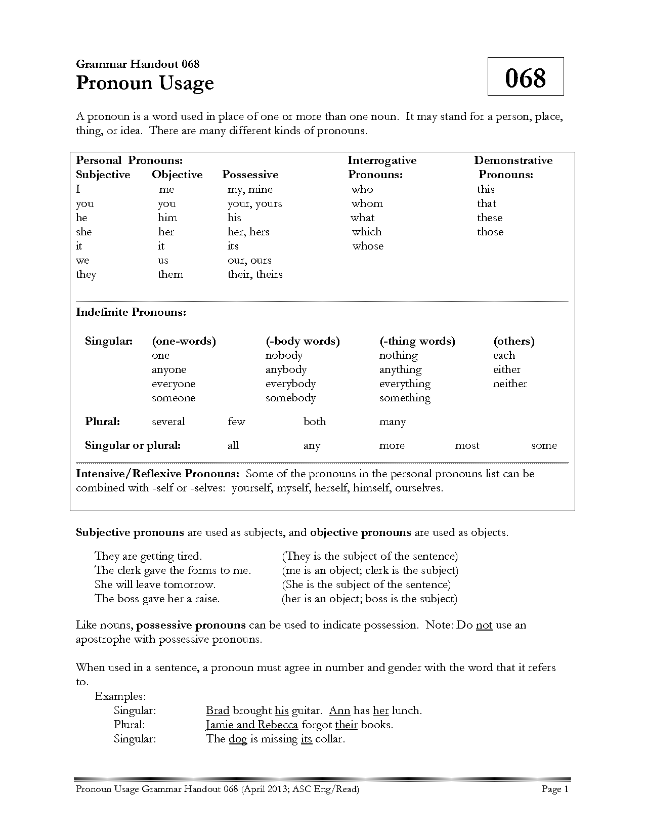 subject object pronoun practice worksheet