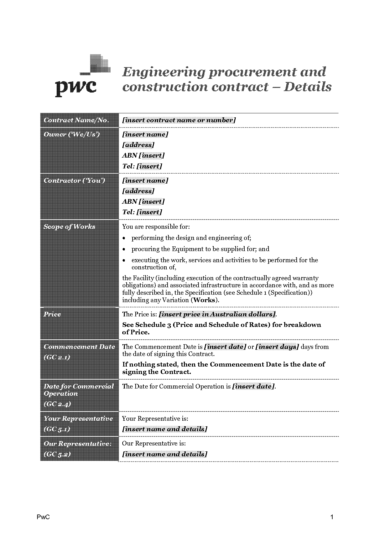 engineering procurement and construction contract sample