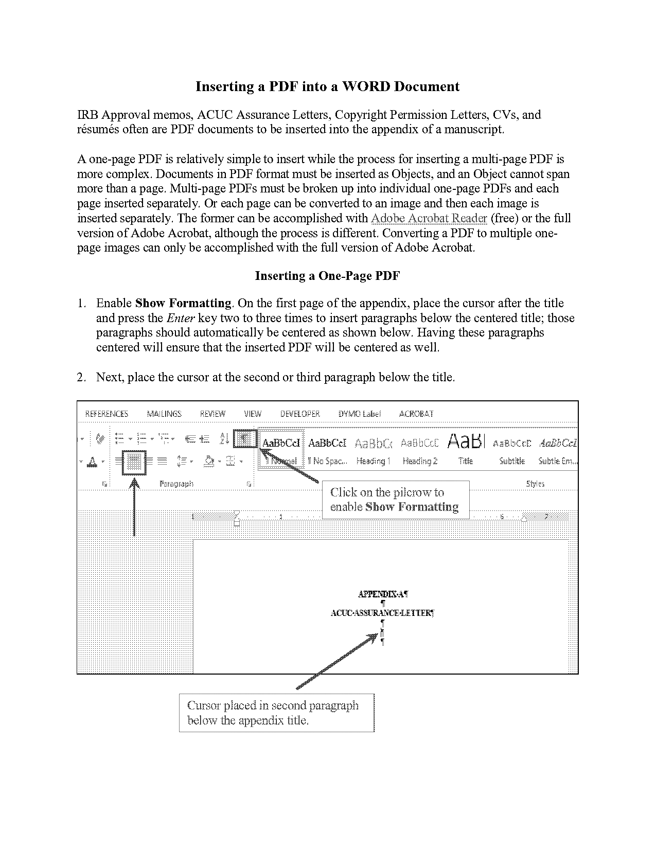 insert a landscape page in a portrait document