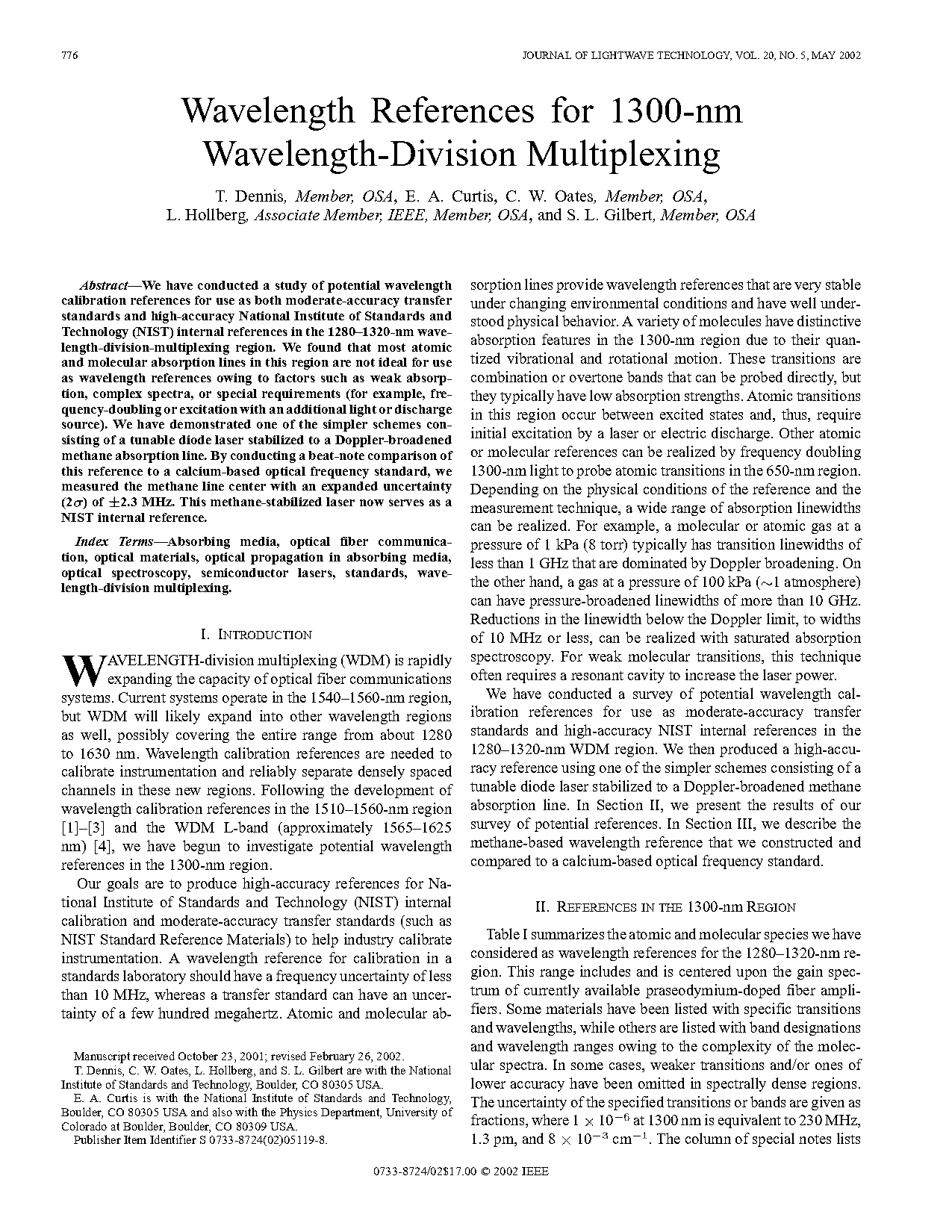 gas cell wavelength reference