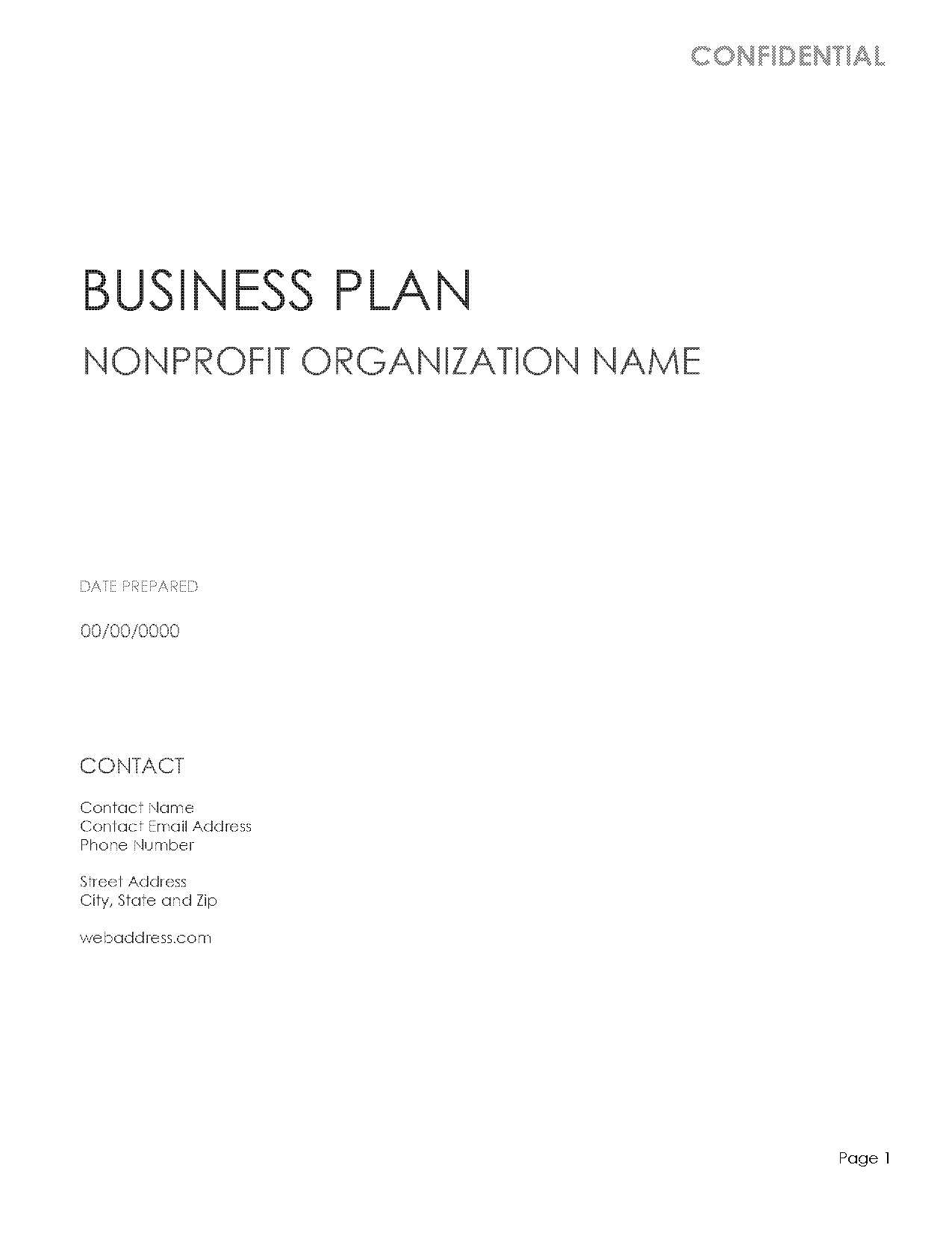 business plan for non profit free template