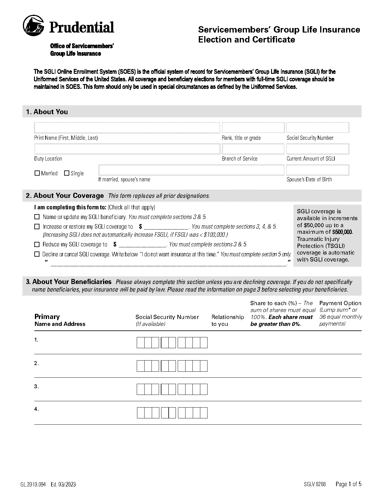 family group life insurance form