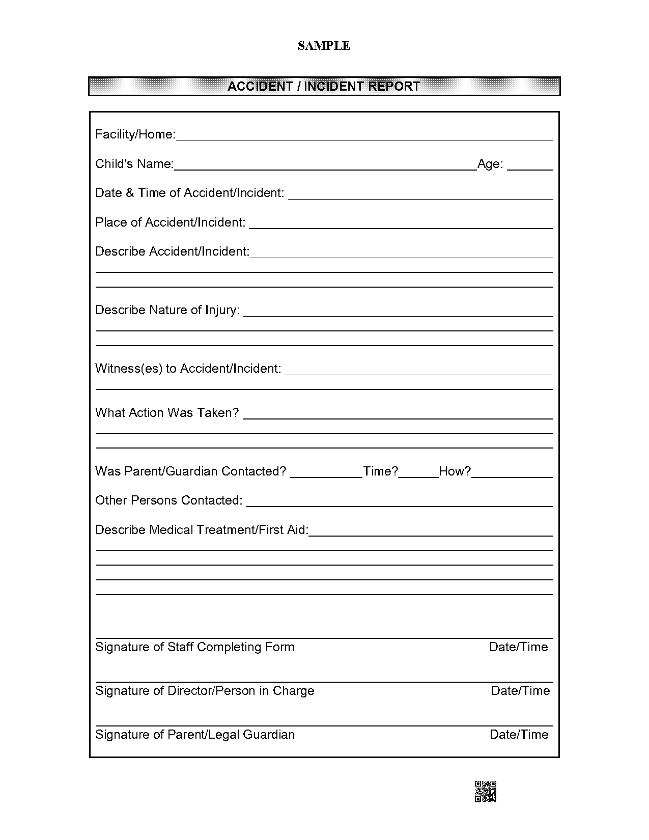 accident incident report form template