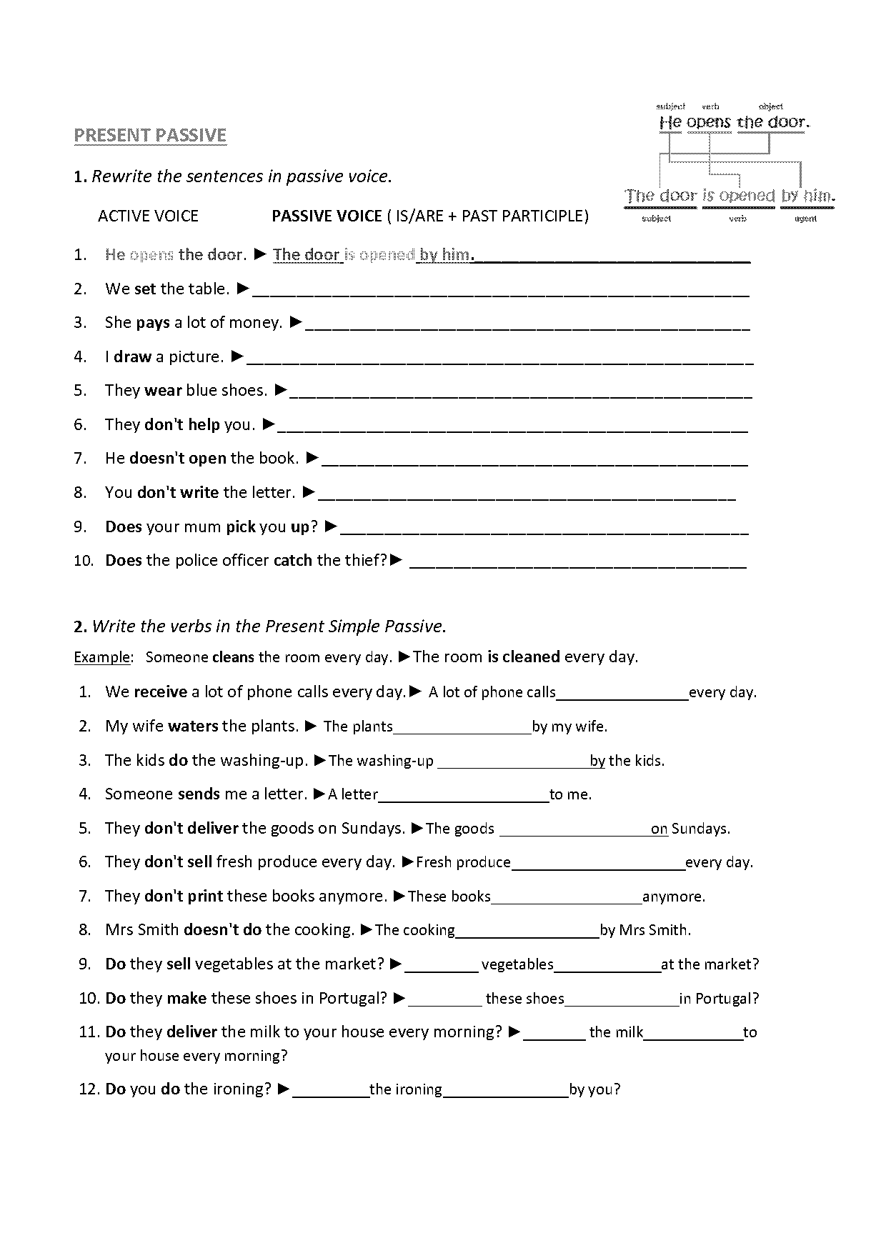 passive voice present exercises pdf with answers