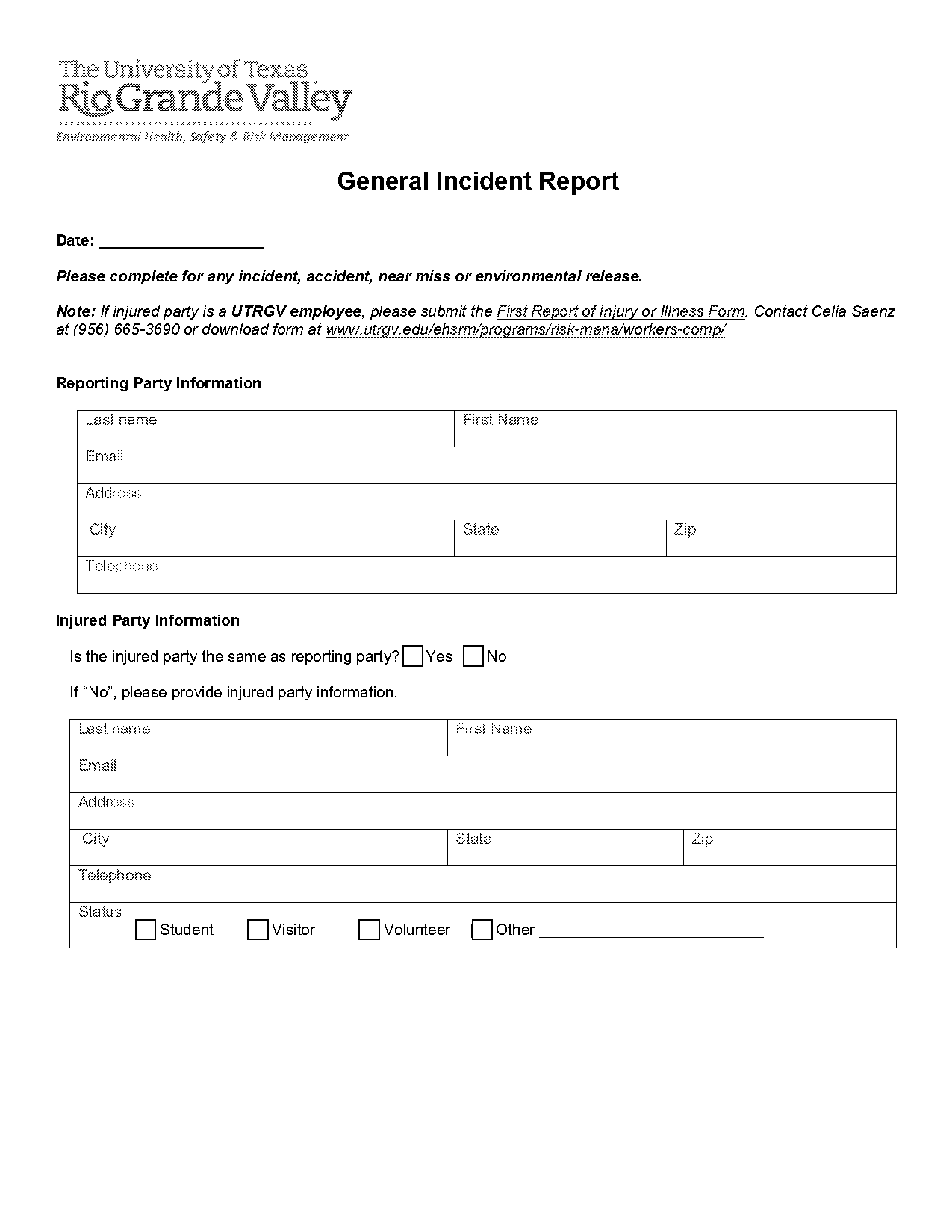 general incident report form