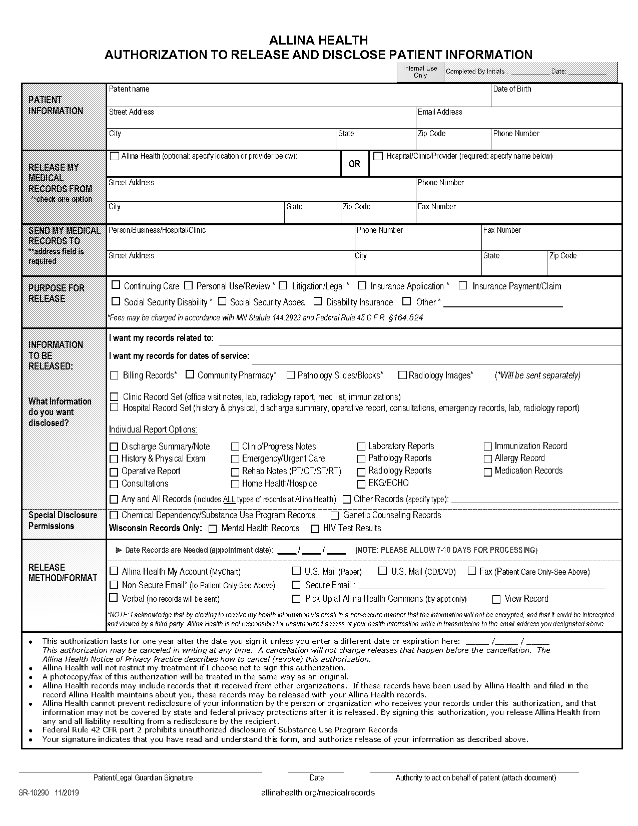 district one hospital release of information