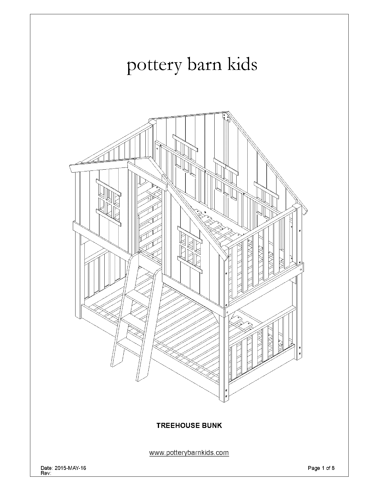 kids pottery barn treehouse loft bed instructions