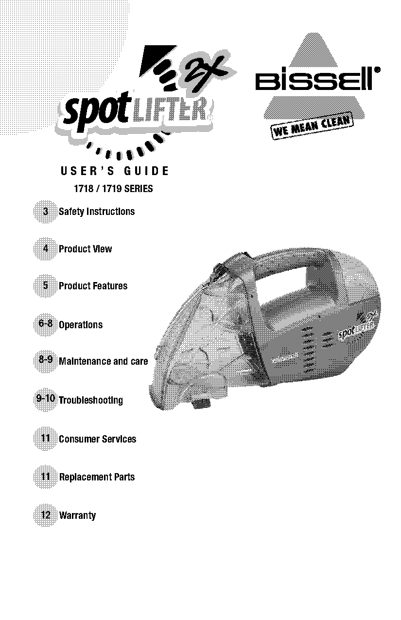 bissell spot lifter instructions use