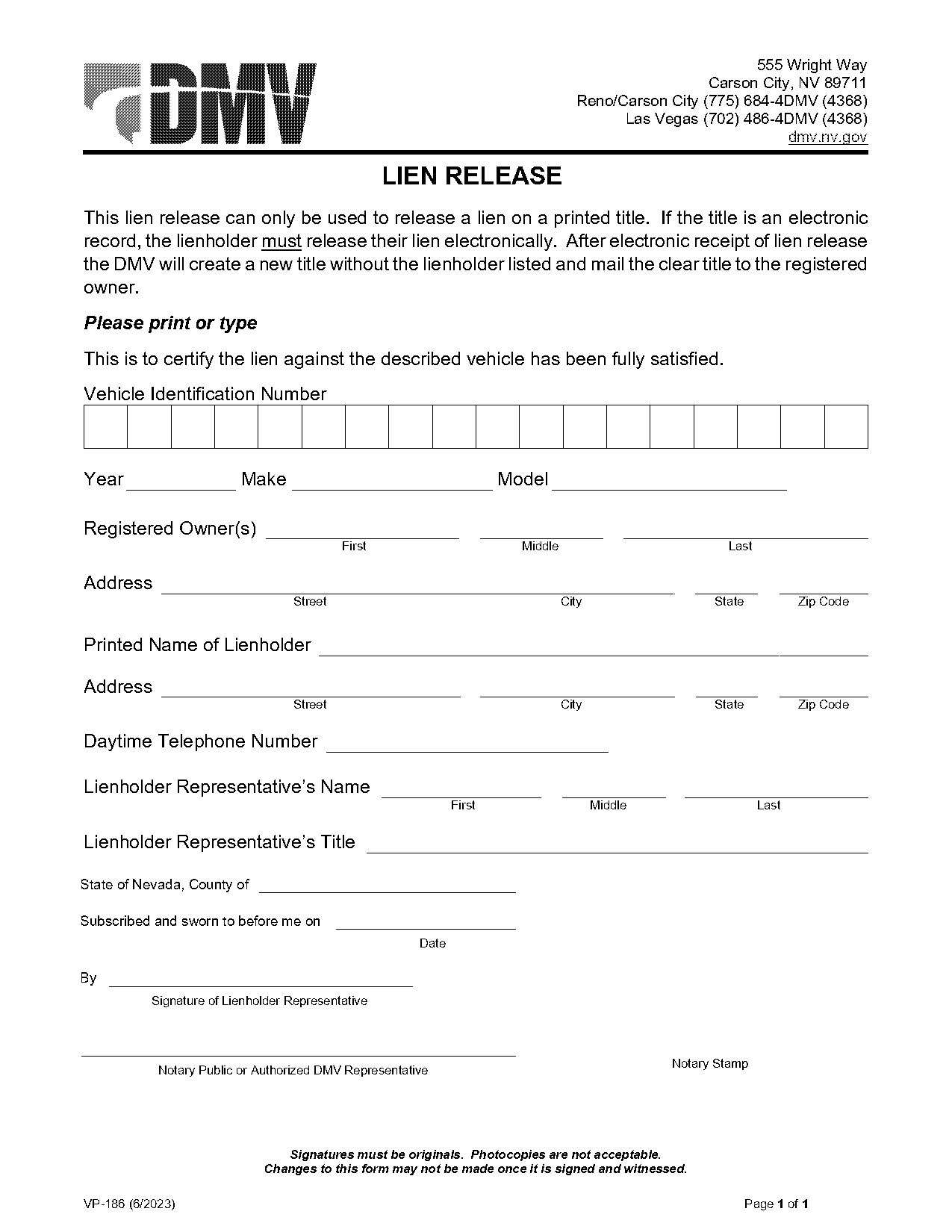 lien holder release dmv