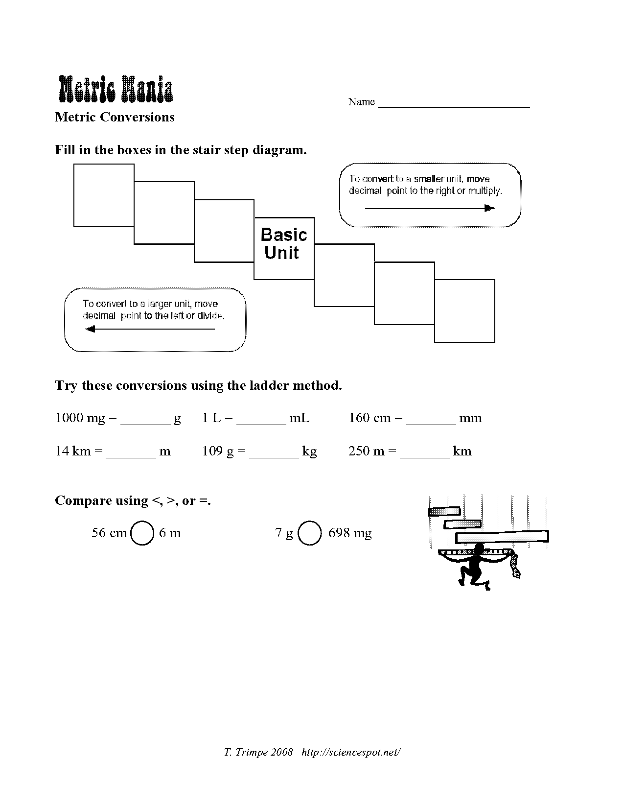 metric mania conversion practice worksheet answers