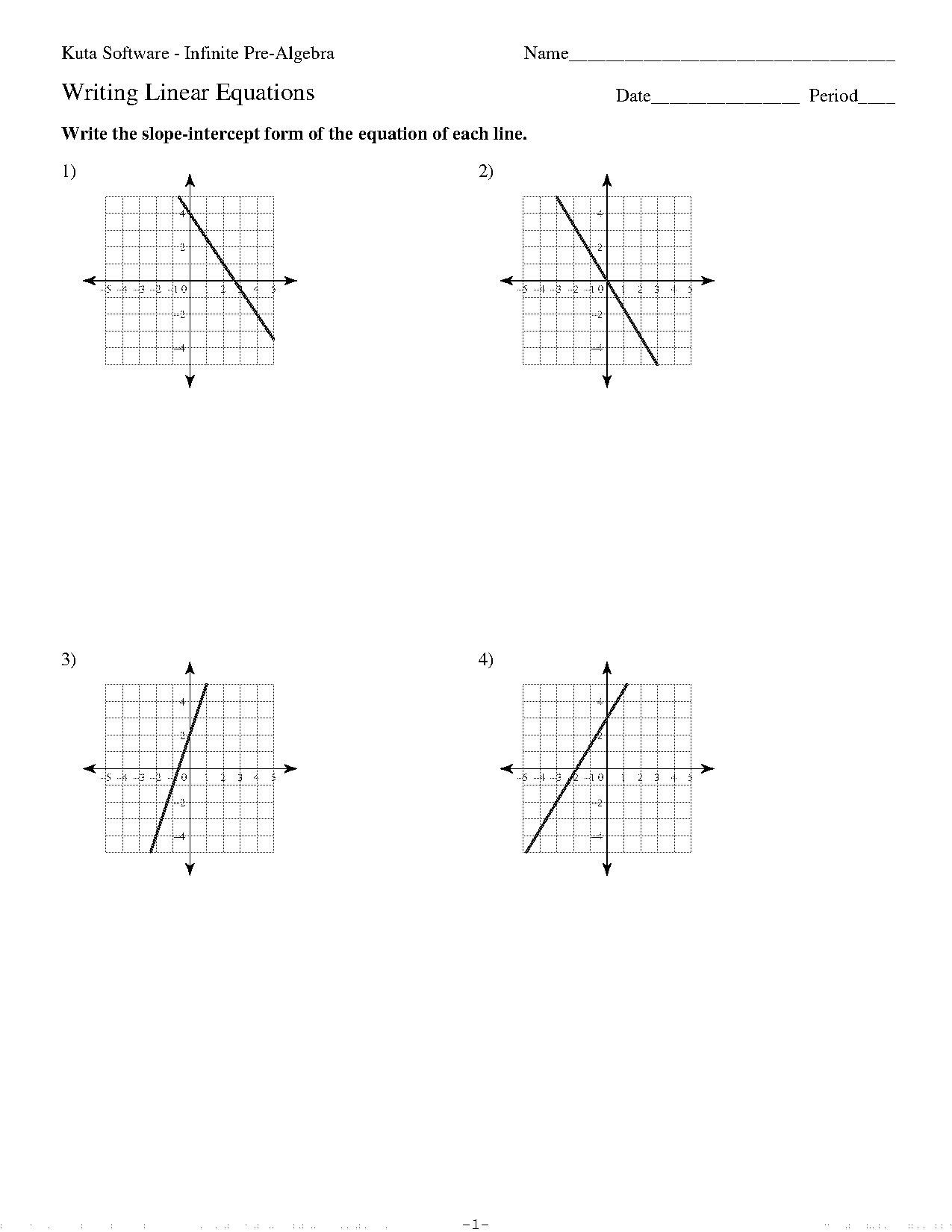 graph of linear function worksheet