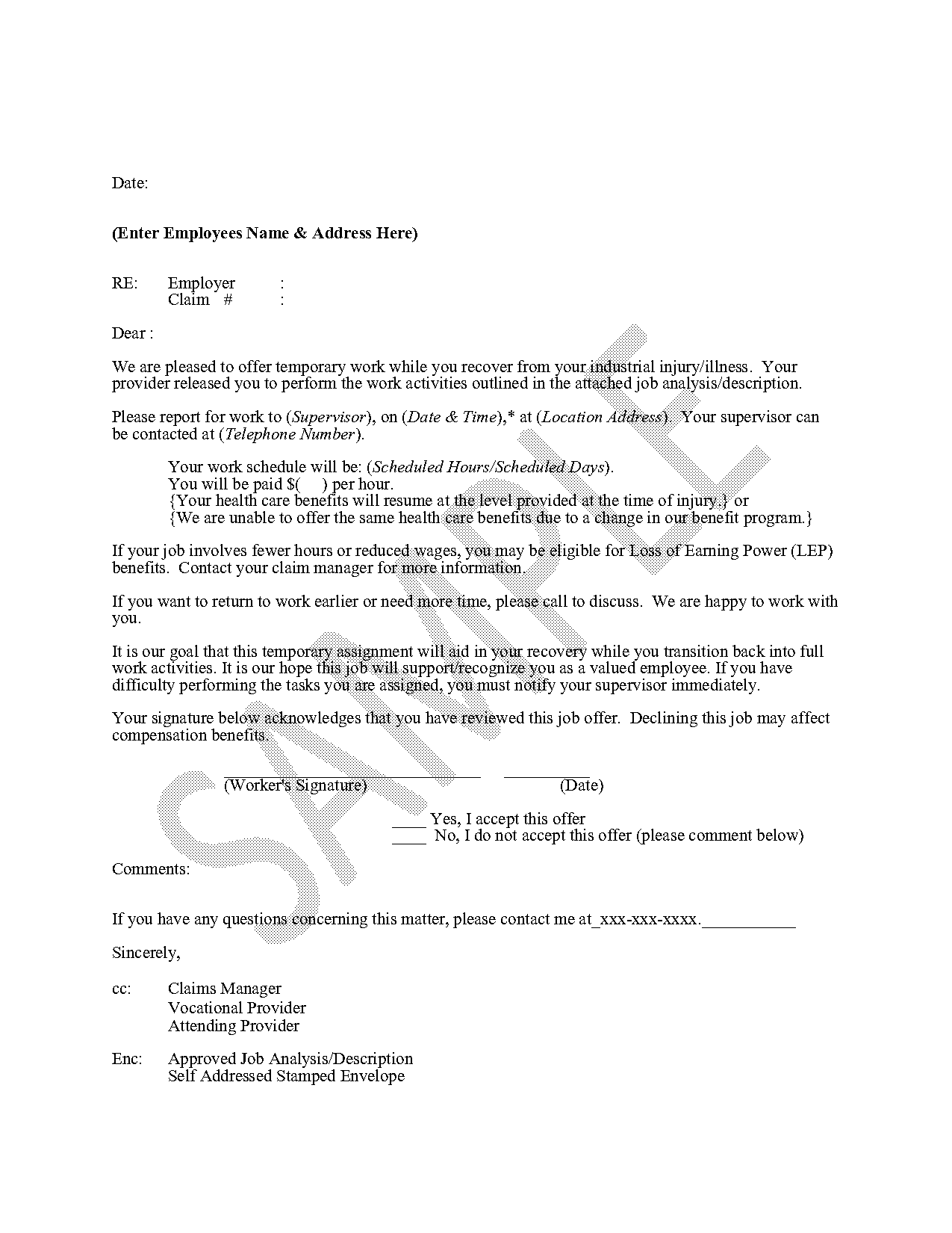 example offer letter for job