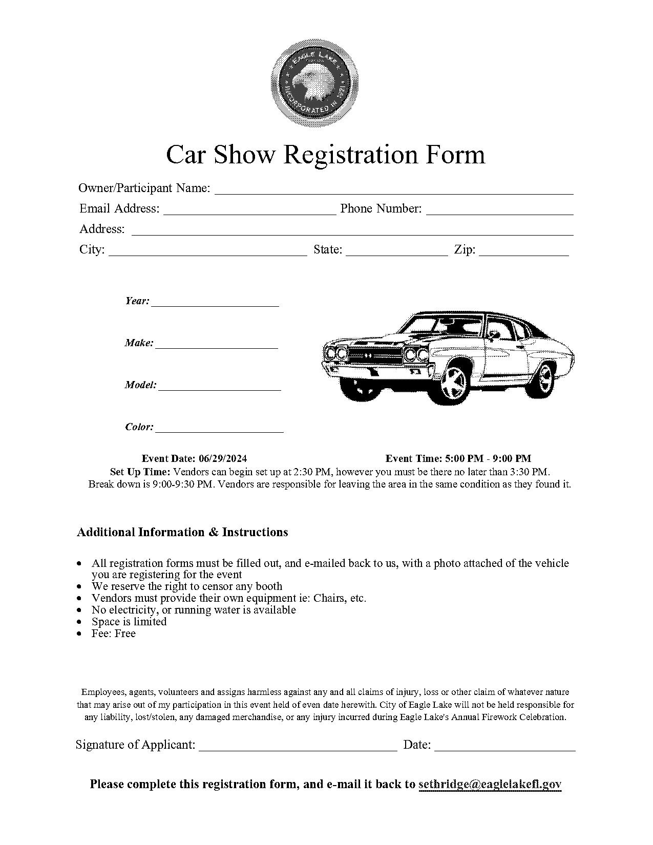 car show registration form