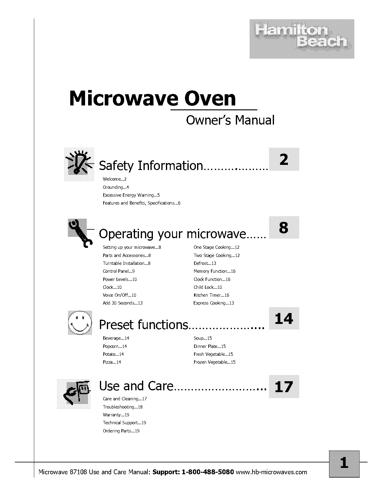 hamilton beach microwave directions