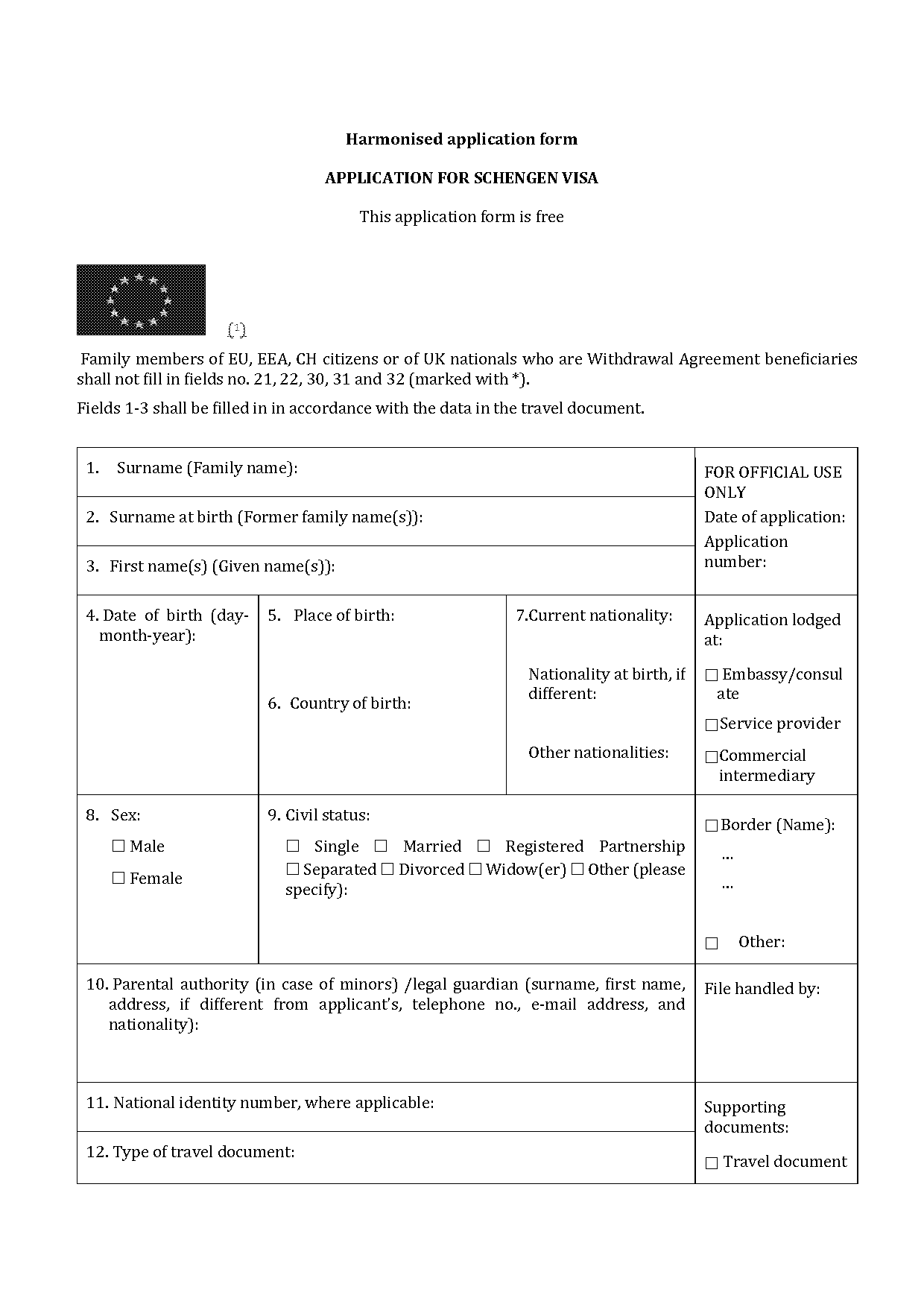 eu family visa application form