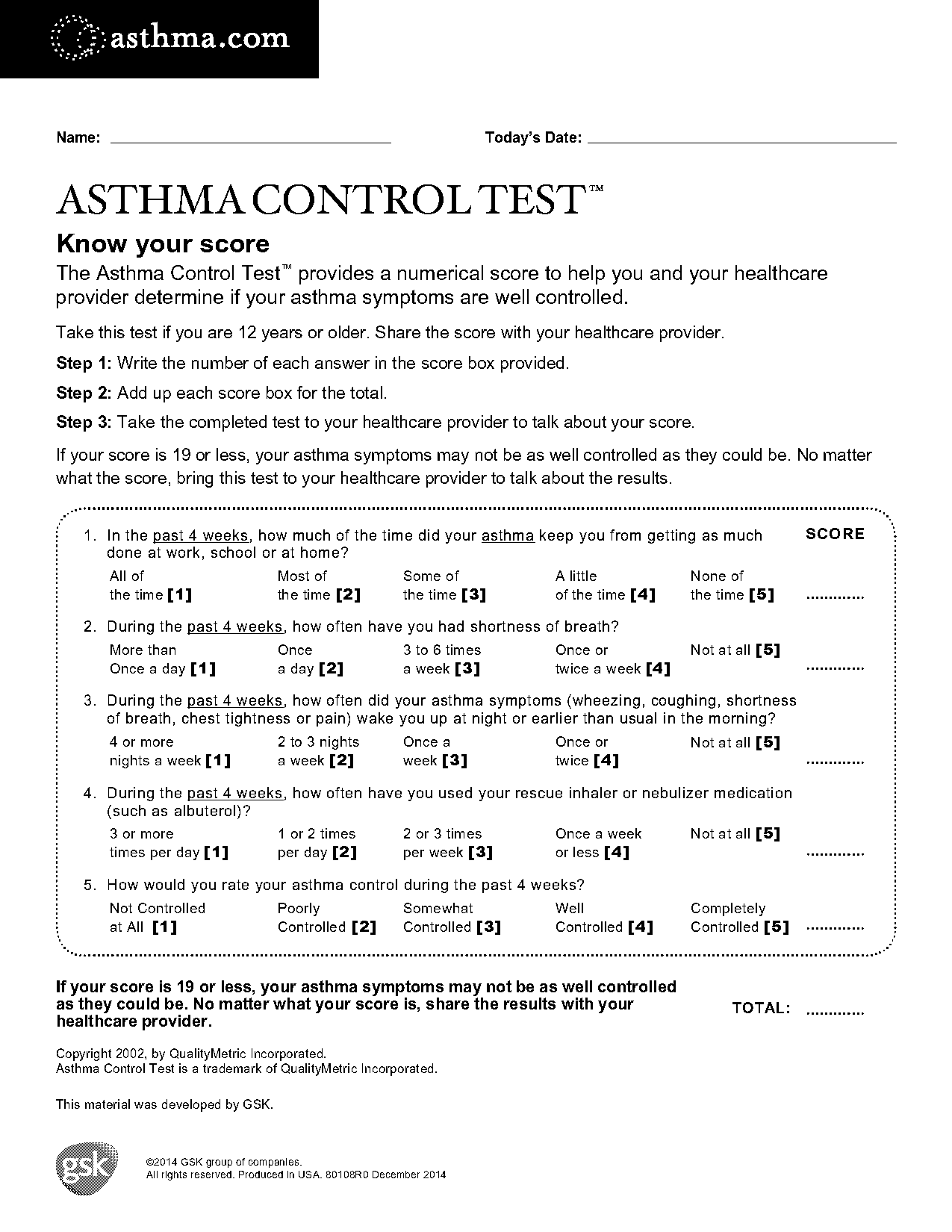 asthma control test pdf uk