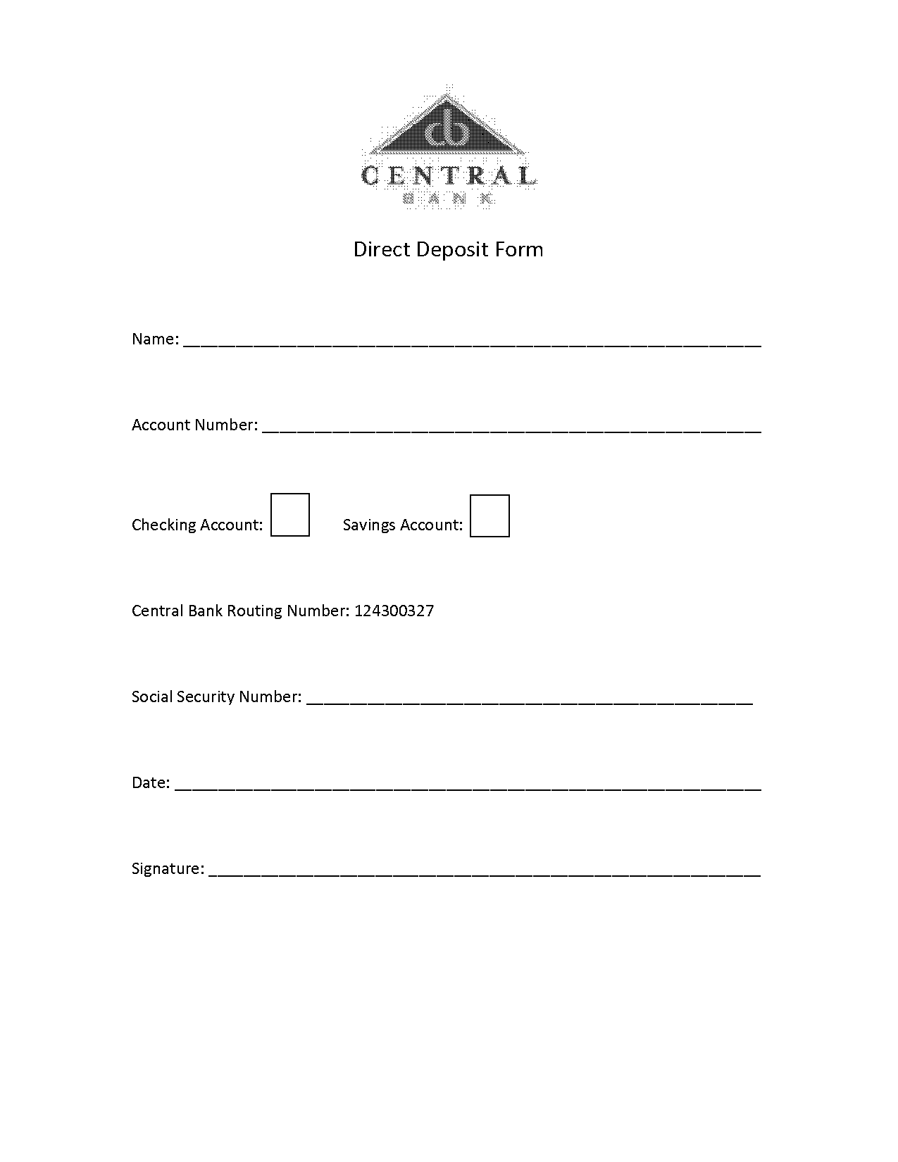 central bank utah direct deposit form